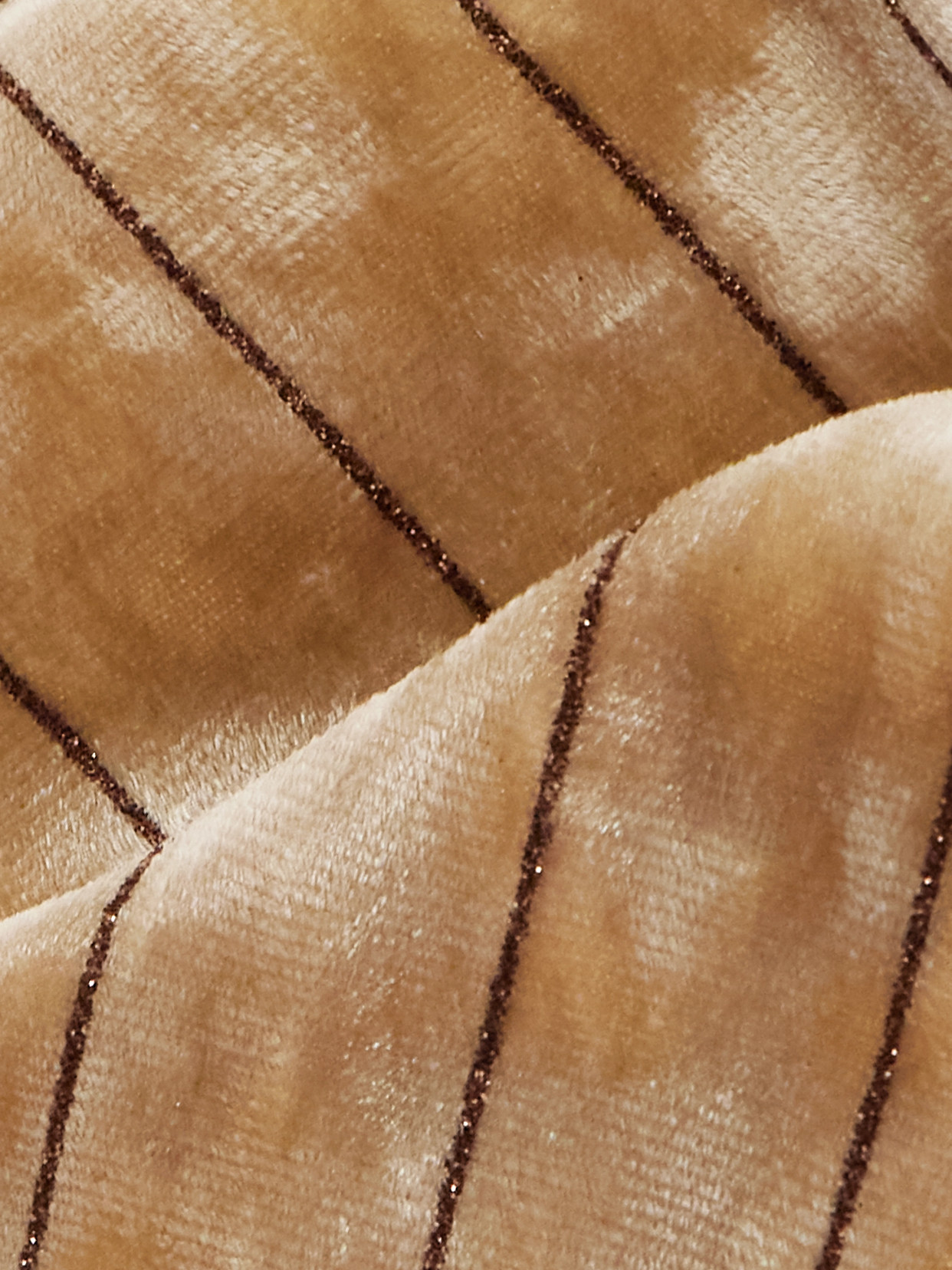 Loretta Caponi Cipro Pinstriped Crushed-velvet Wide-leg Pants In Brown