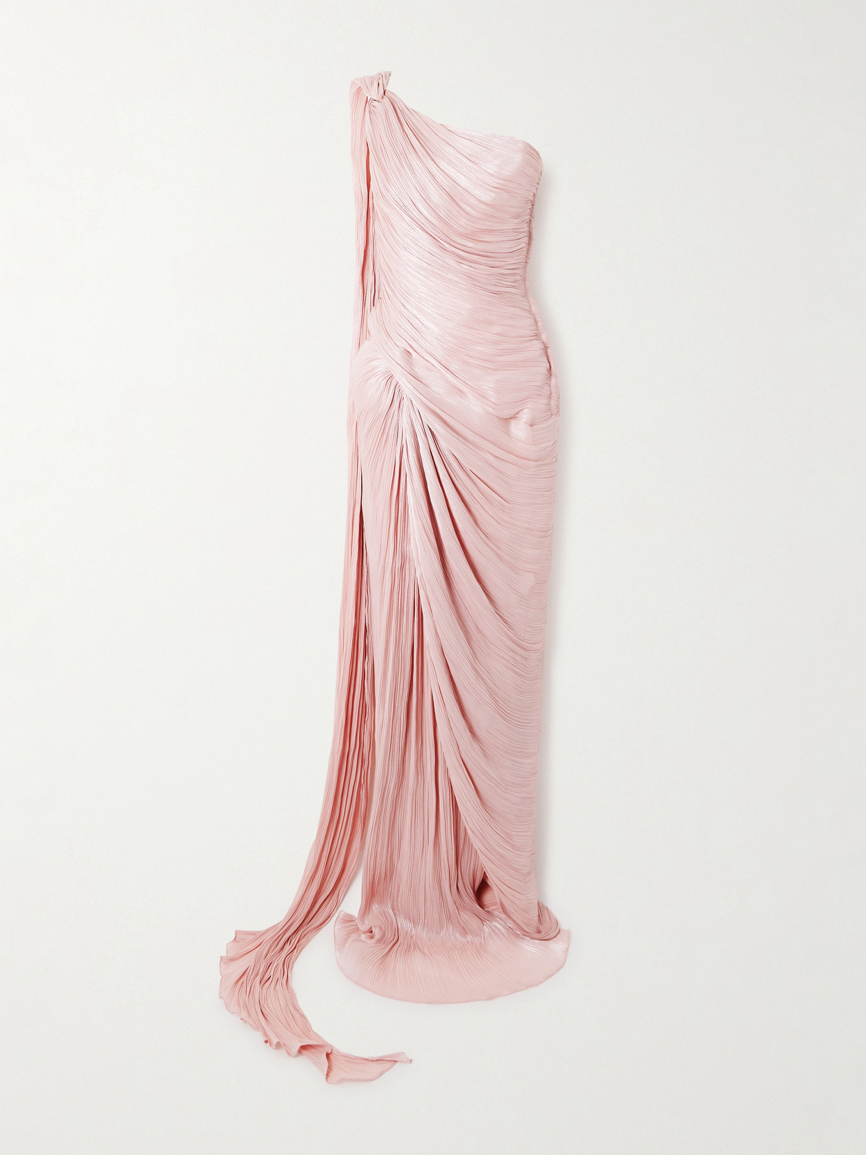 Marmar Halim Roseya Asymmetric Draped Silk-satin Gown In Gold