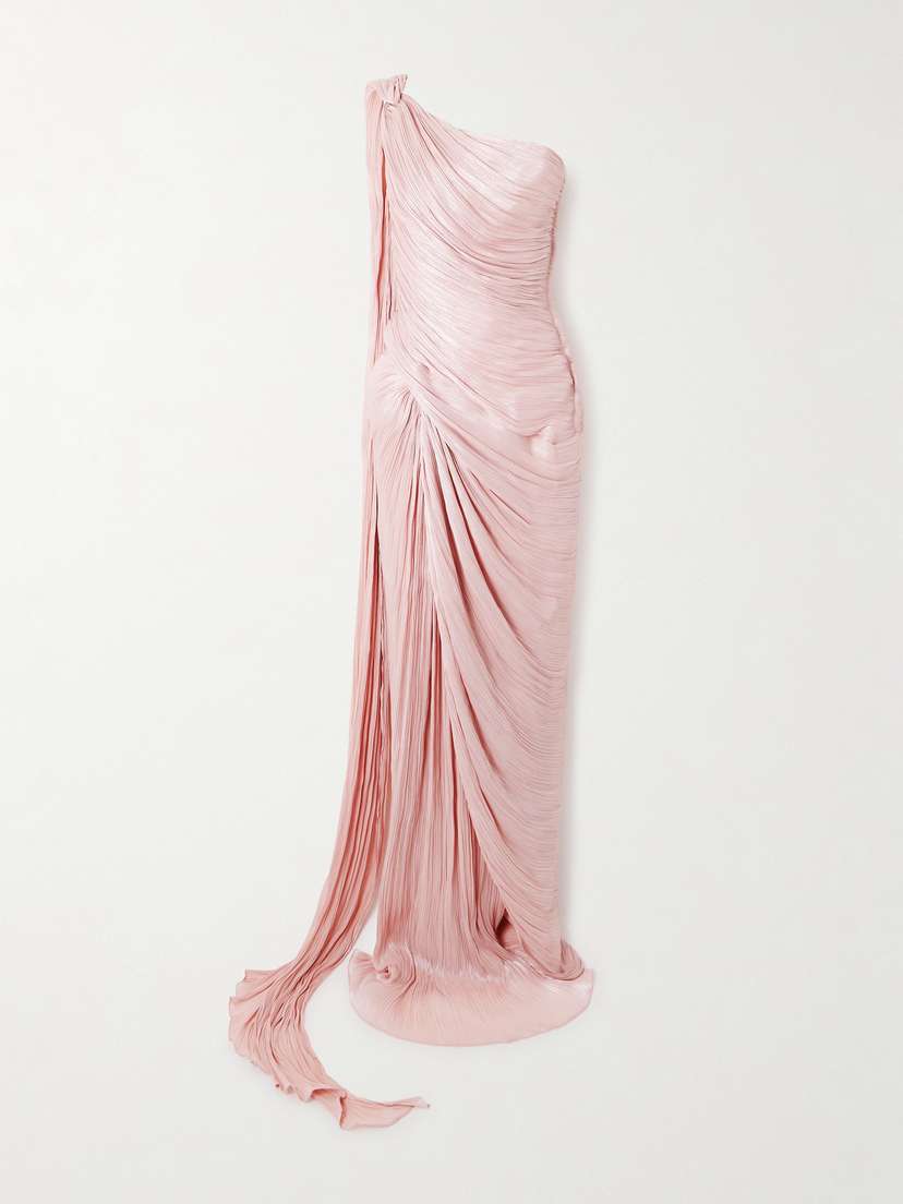 Marmar Halim Roseya Asymmetric Draped Silk-satin Gown