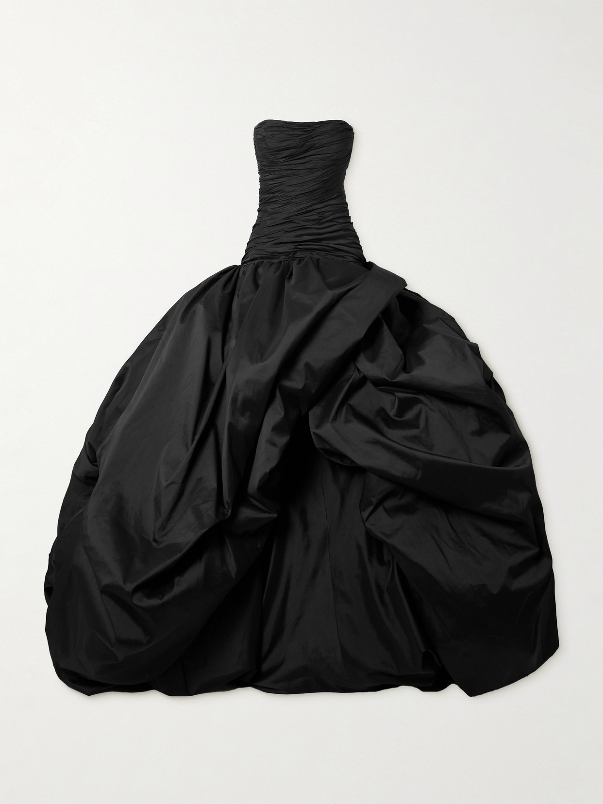 Marmar Halim Strapless Plissé-taffeta Gown In Black