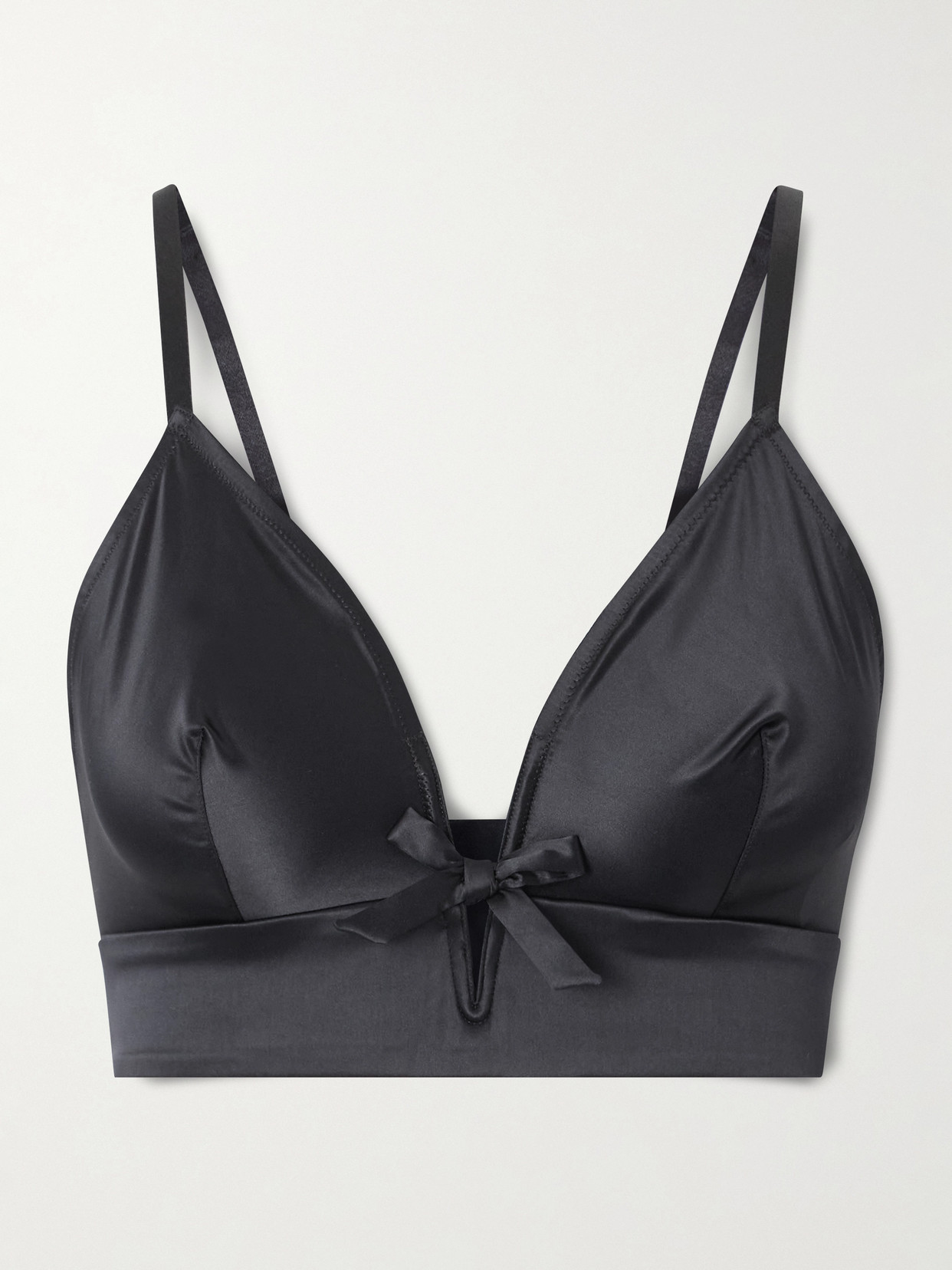 Eres Jean Bow-detailed Satin Soft-cup Tirangle Bra In Black