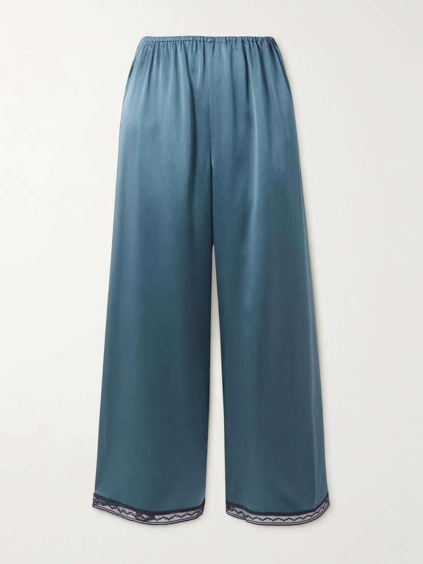 Eres Parfois Lace-trimmed Silk-satin Pajama Pants