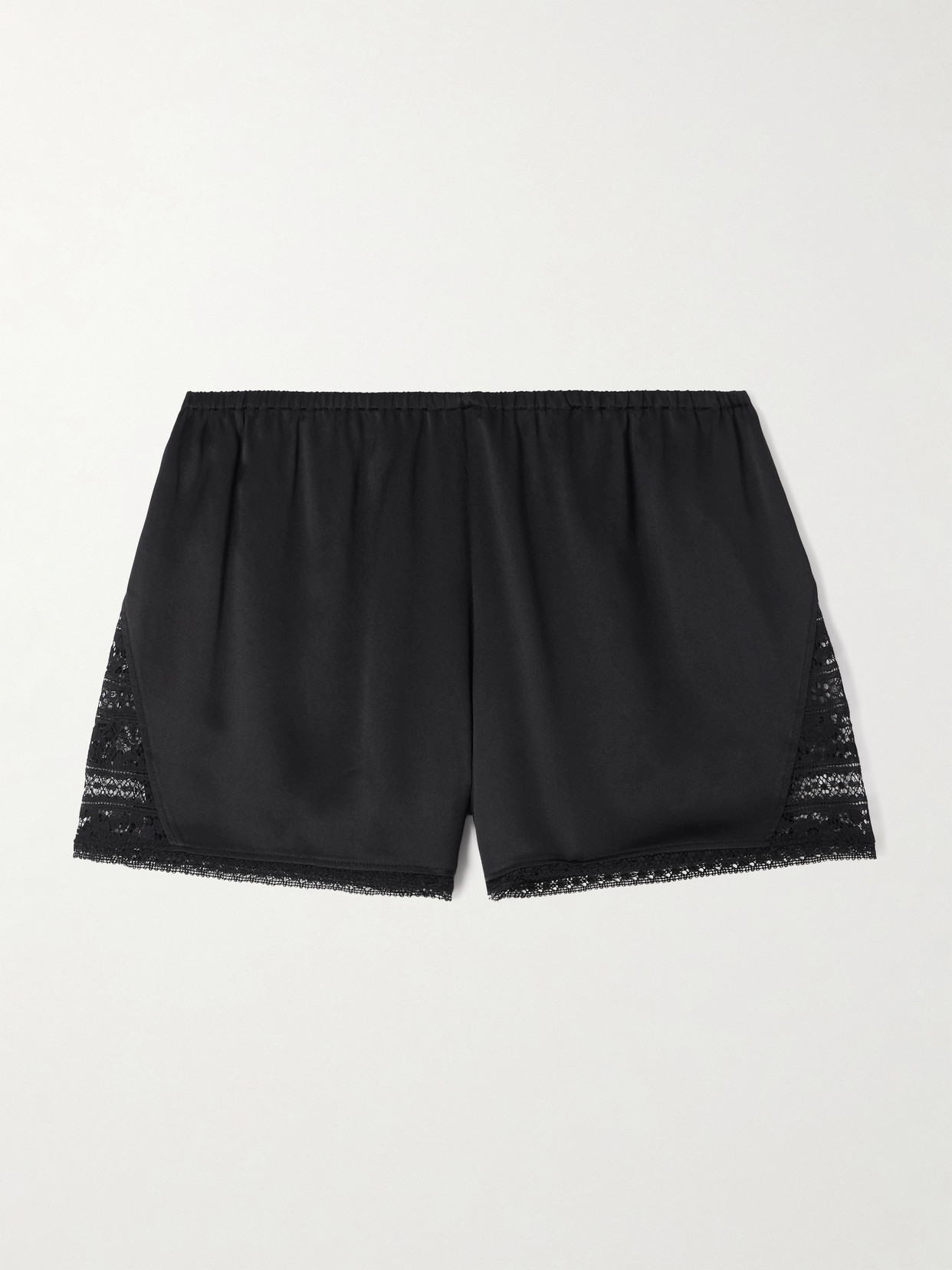 Eres Devoilee Lace-trimmed Silk-satin Shorts In Black