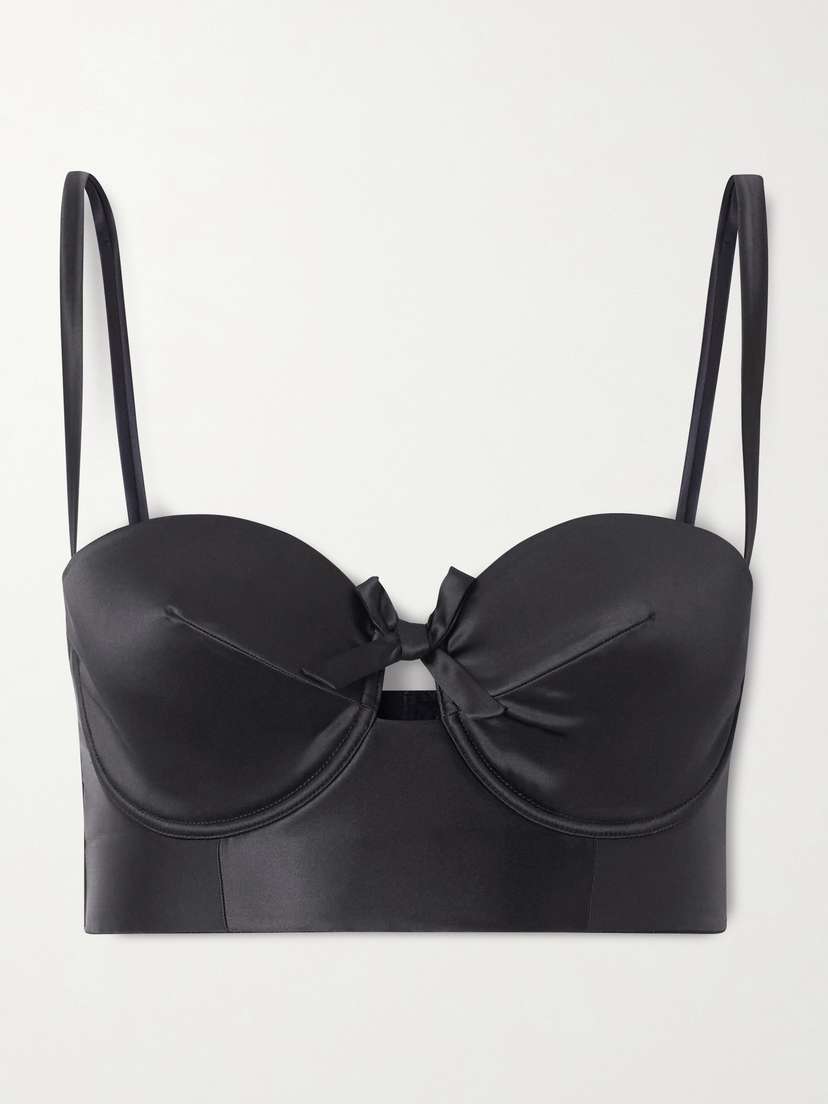 Eres Greta Bow-detailed Cutout Satin Bustier Bra