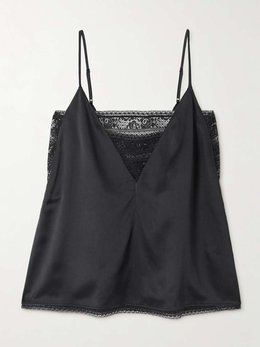 Eres Pensée Lace-trimmed Silk-satin Camisole