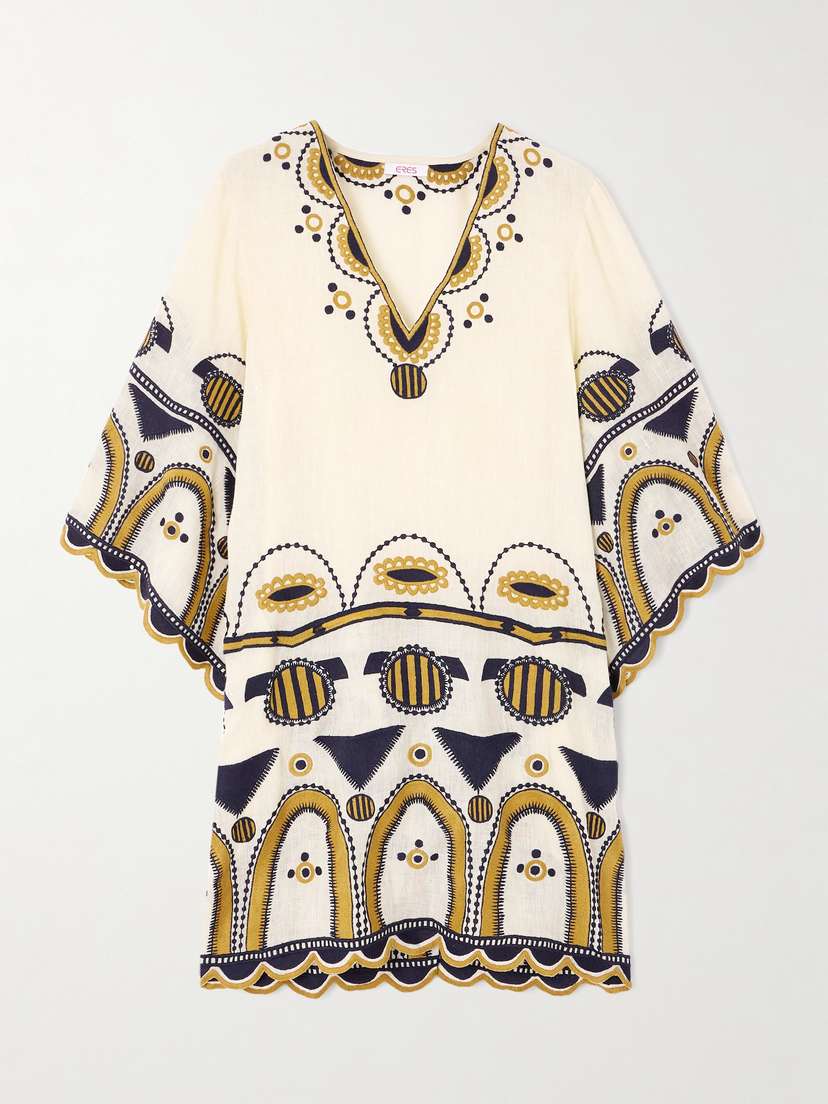 Eres Medaillon Embroidered Linen-gauze Mini Dress