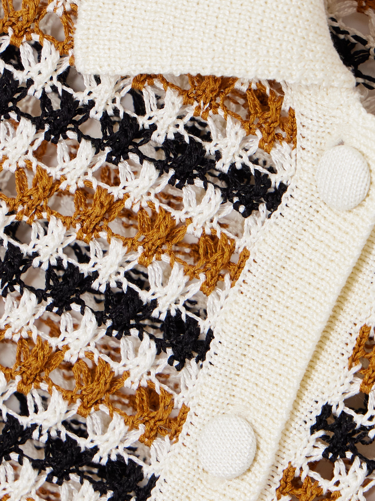 Eres Comeback Open-knit Cotton-blend Polo Top In Multi
