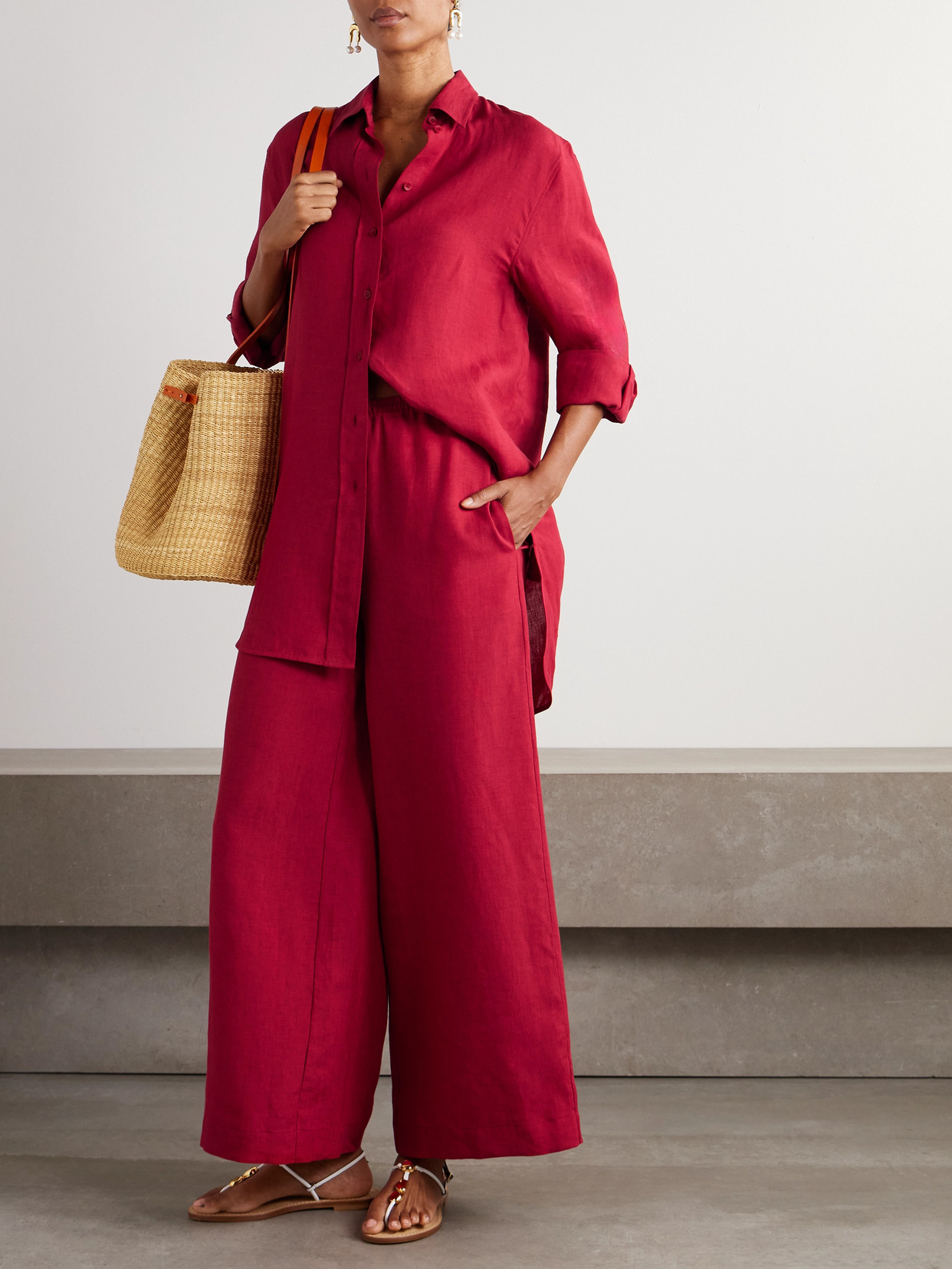 Eres L'intemporel Mignonette Linen Shirt In Red