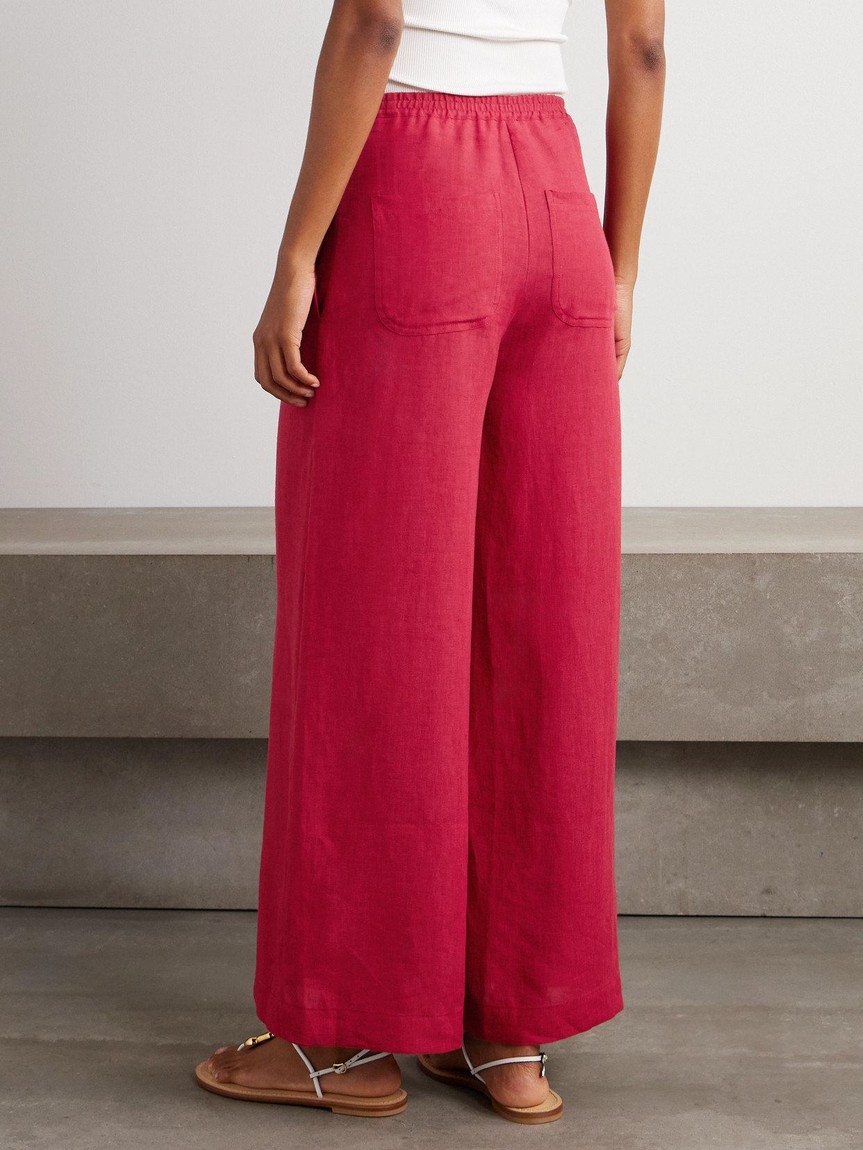 Eres L'intemporel Select Linen Wide-leg Pants In Red