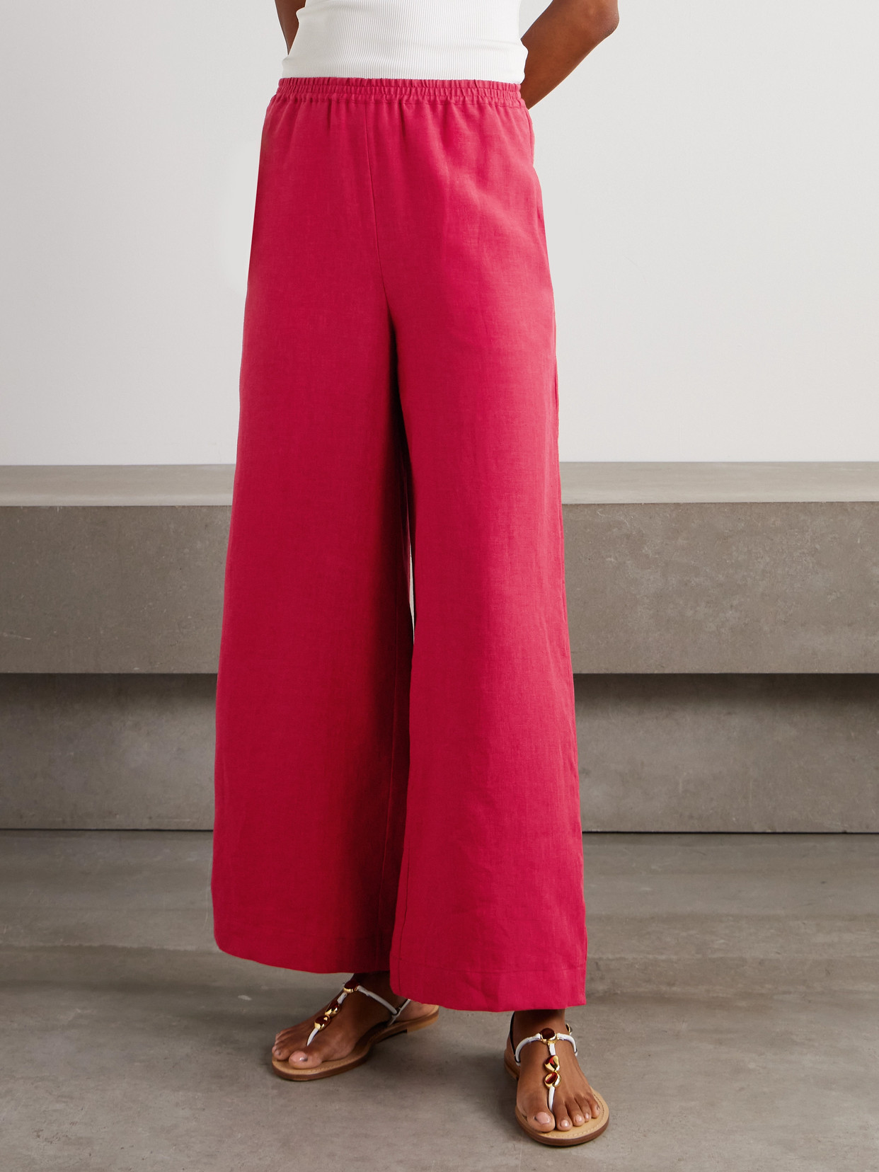 Eres L'intemporel Select Linen Wide-leg Pants In Red