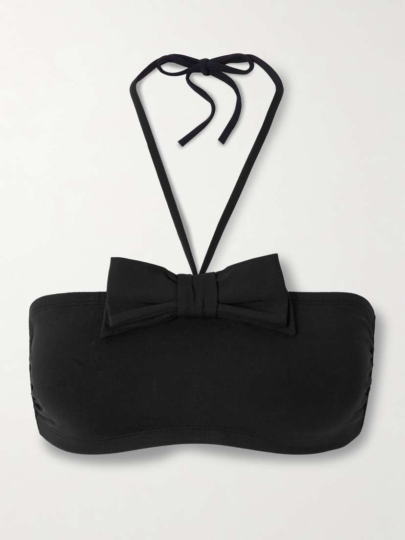 Eres Satin Bow-detailed Halterneck Bikini Top