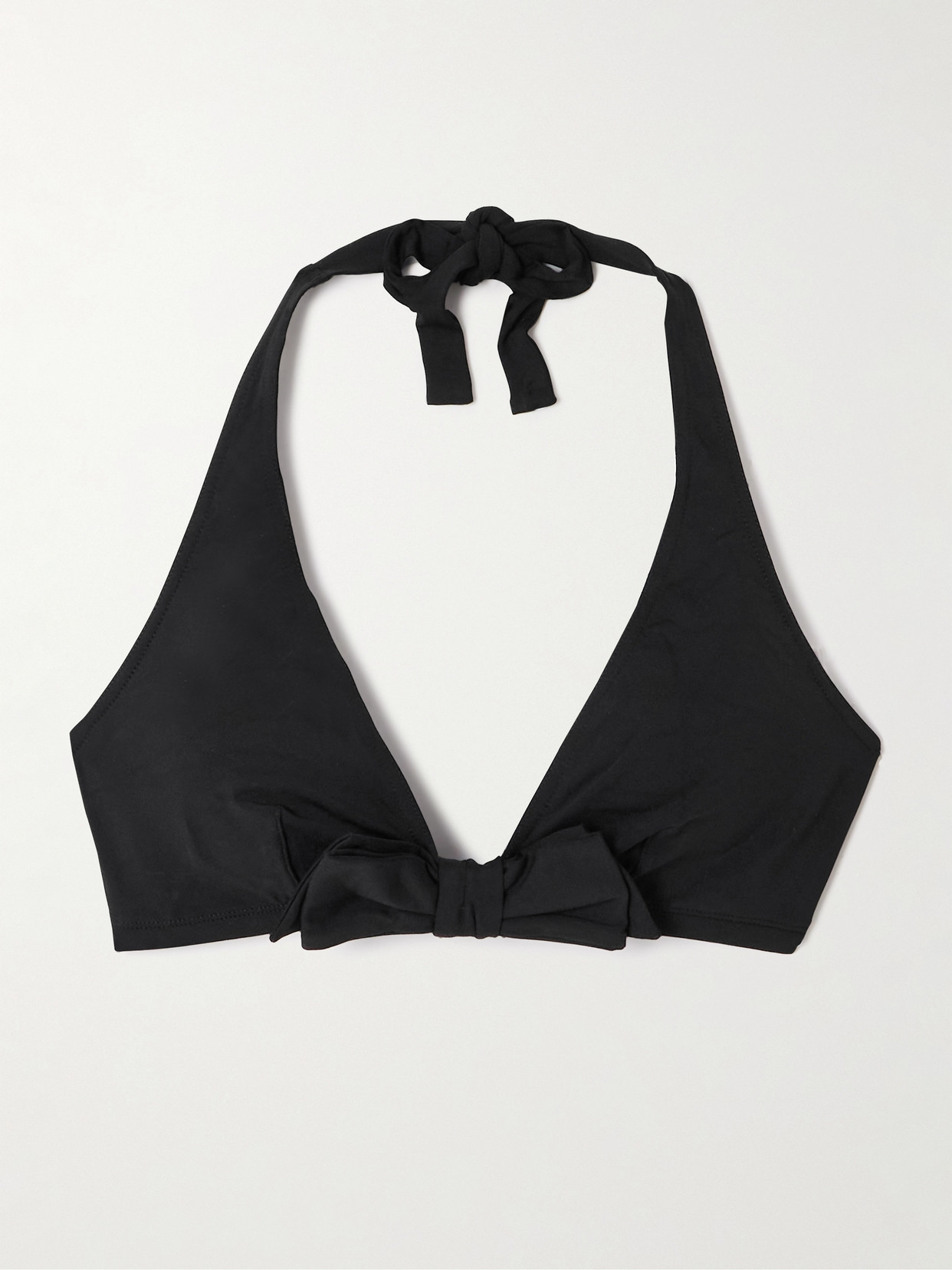 Eres Bow-detailed Triangle Halterneck Bikini Top In Black