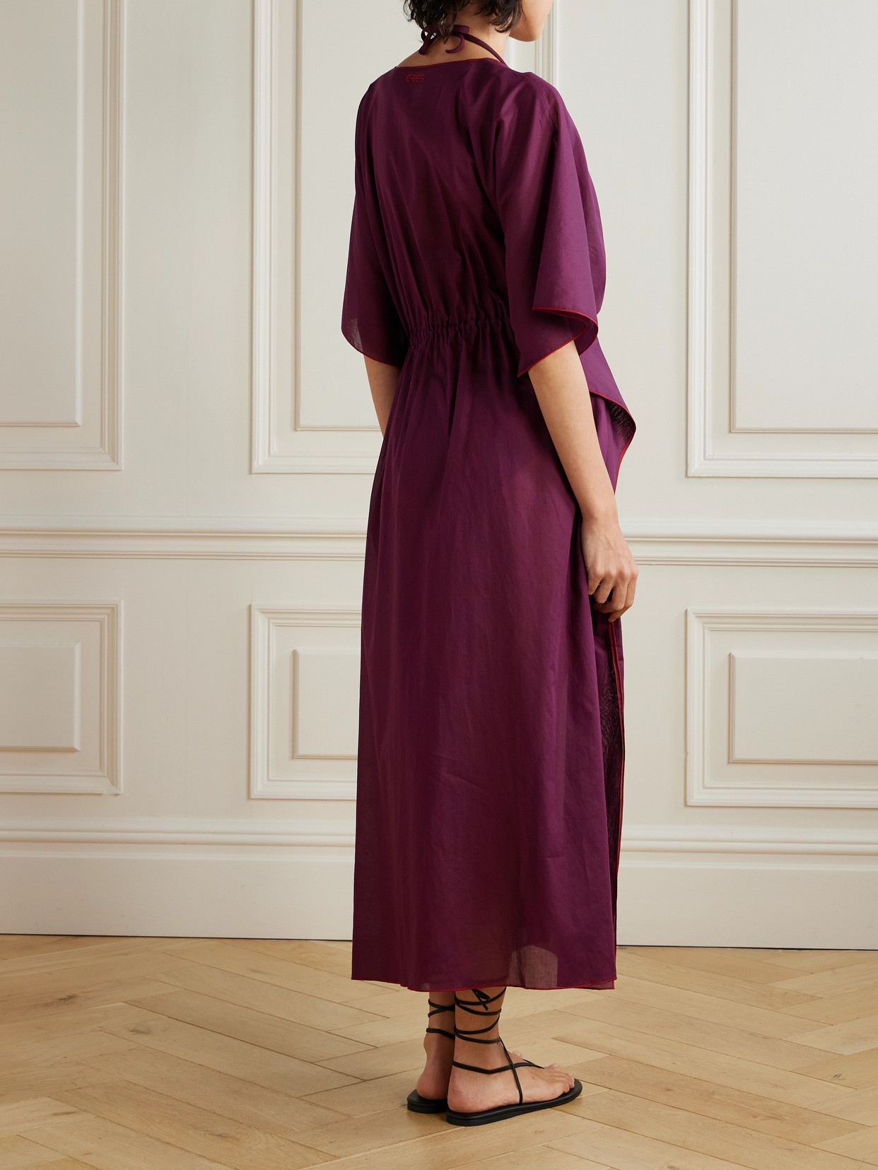 Eres Voilier Cotton-voile Kaftan In Burgundy