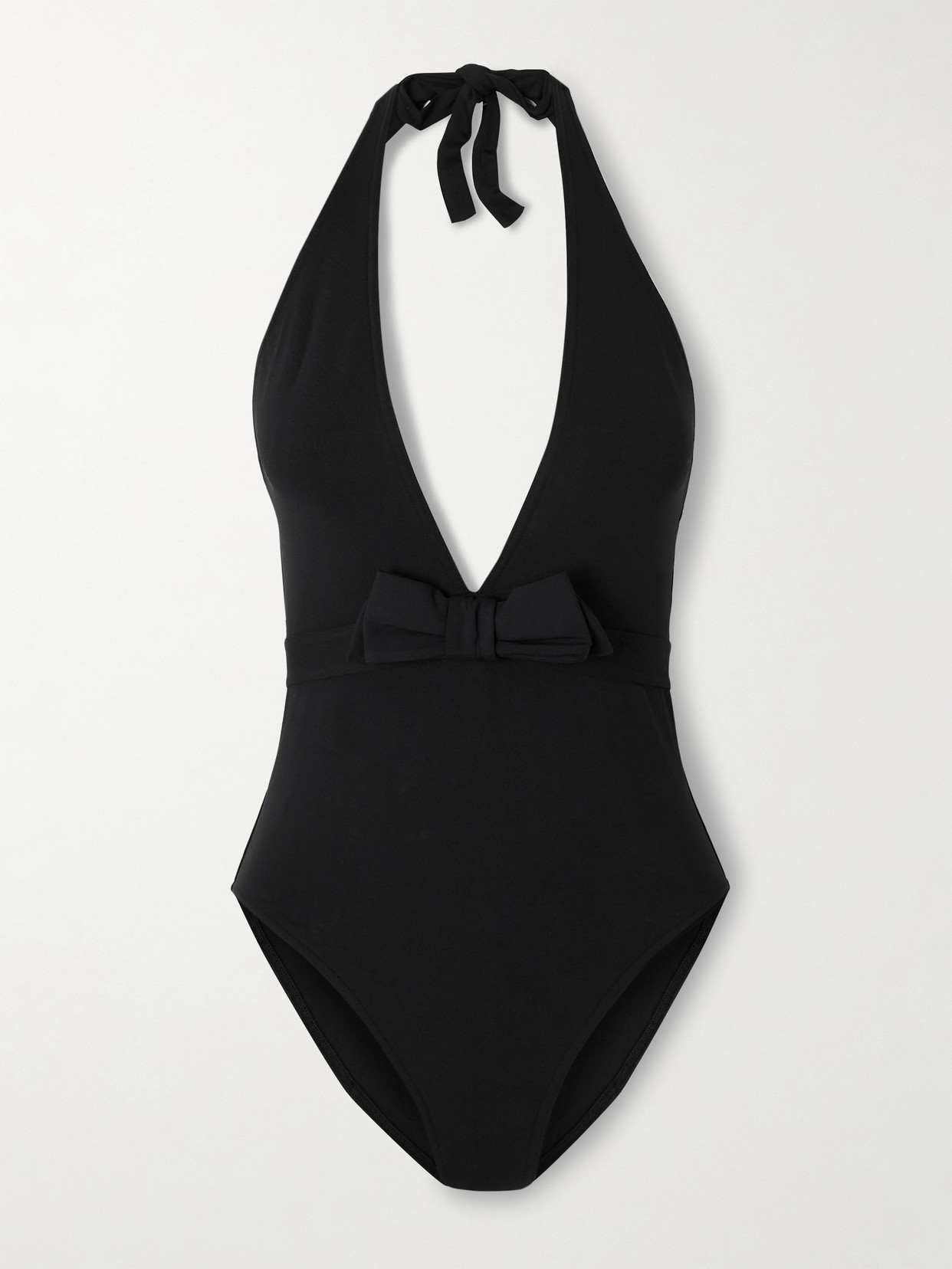 Eres Couture Bow-detailed Halterneck Swimsuit In Black