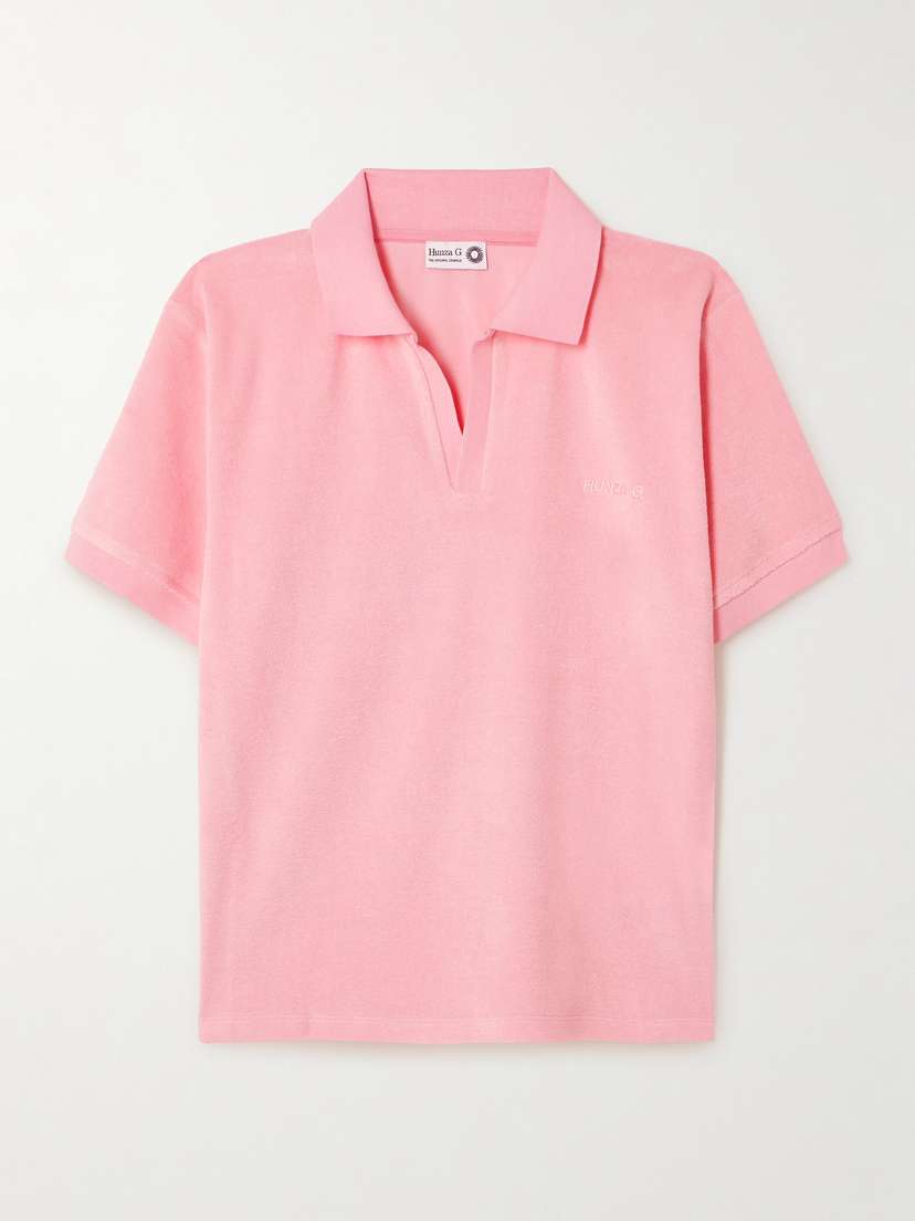Hunza G Embroidered Cotton-terry Polo Shirt