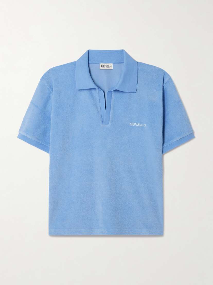 Hunza G Embroidered Cotton-terry Polo Shirt