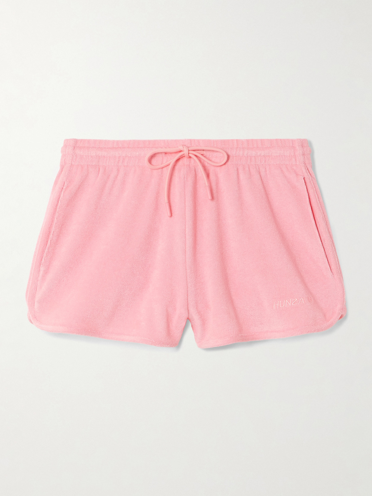 Hunza G Embroidered Cotton-terry Shorts In Pink