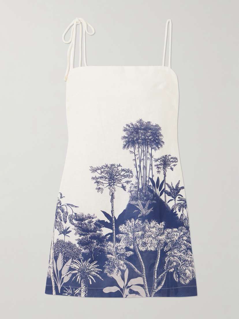 ANDRES OTALORA Tres Pm Printed Linen Mini Dress