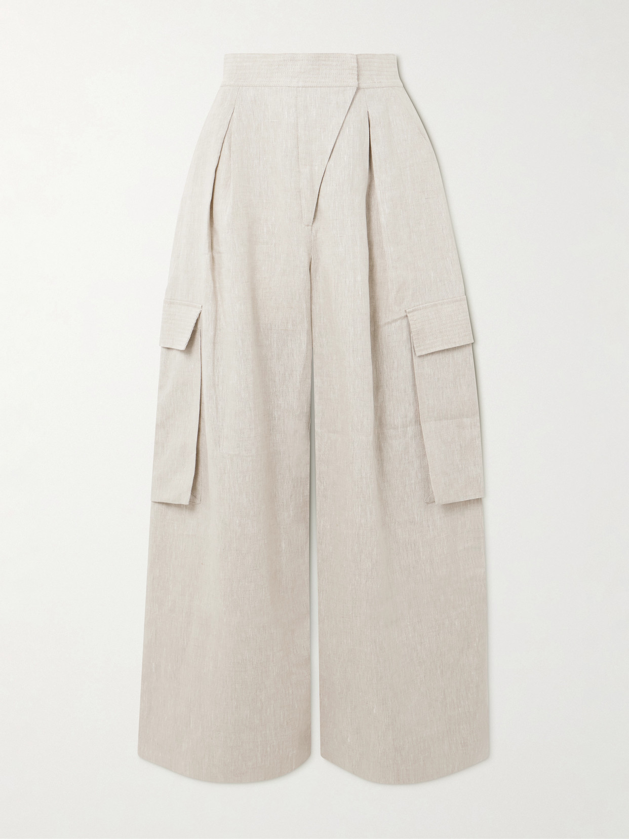 Andres Otalora Mi Memoria Pleated Linen Cargo Wide-leg Pants