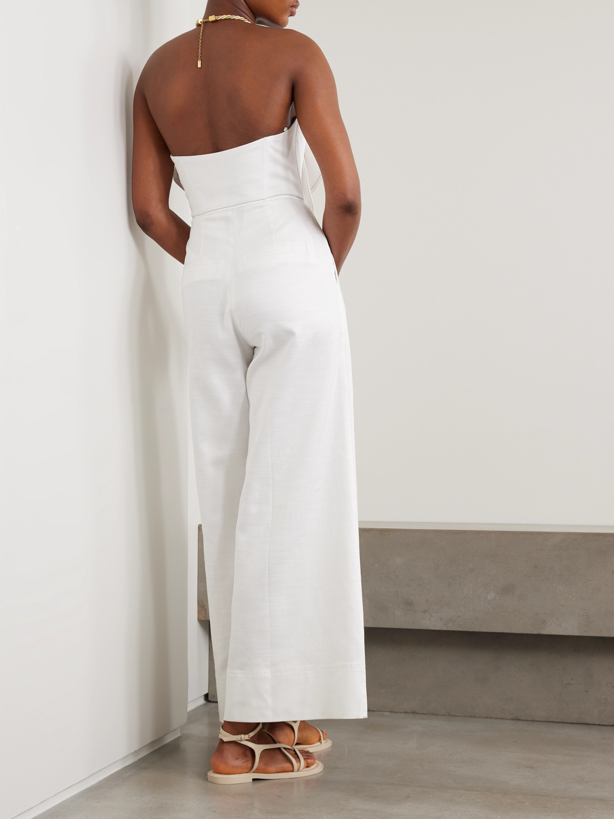 Andres Otalora A Flor De Piel Appliquéd Cotton And Tencel-blend Twill Jumpsuit