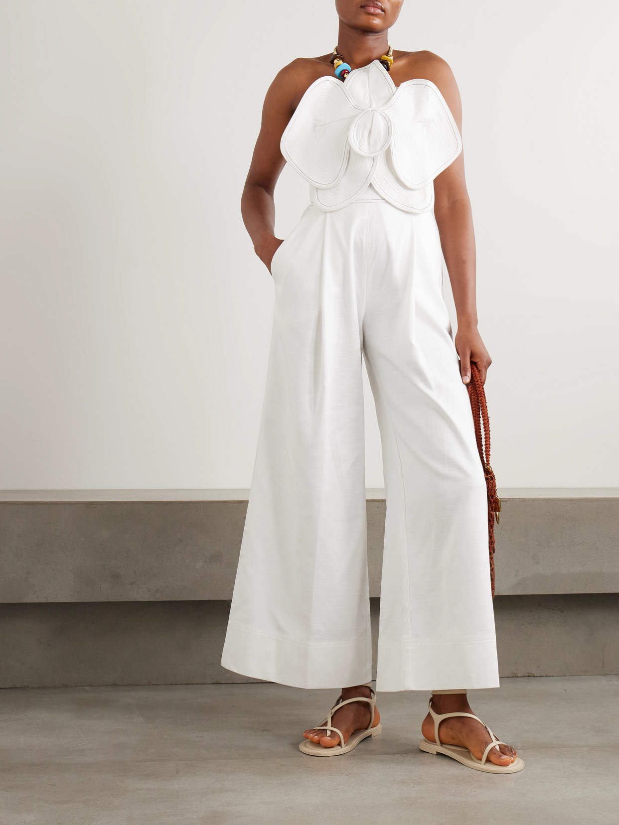 Andres Otalora A Flor De Piel Appliquéd Cotton And Tencel-blend Twill Jumpsuit