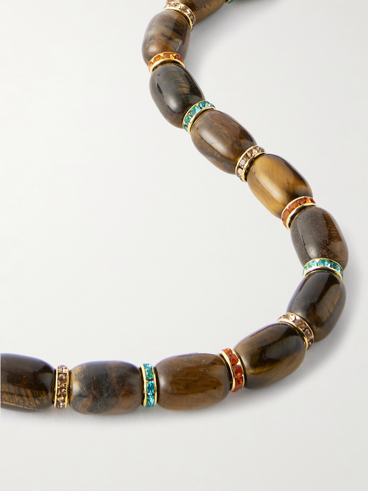 Julietta Donna Gold-tone Tiger's Eye And Crystal Necklace