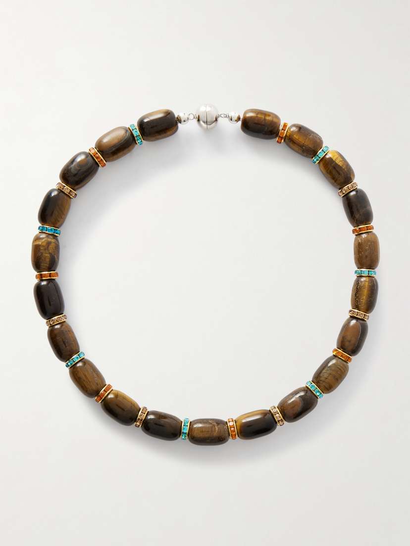 Julietta Donna Gold-tone Tiger's Eye And Crystal Necklace