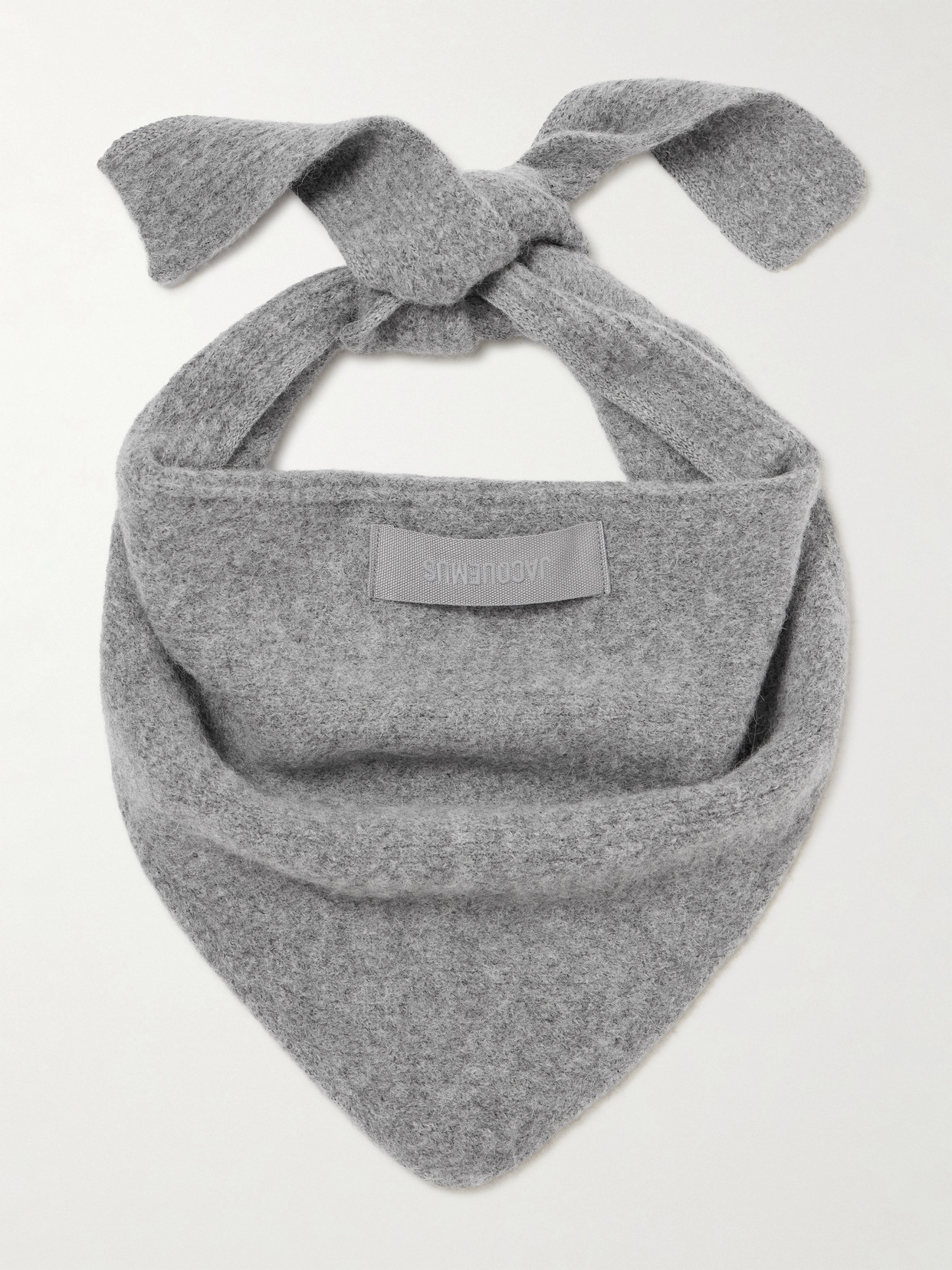 Jacquemus Appliquéd Brushed Knitted Scarf In Gray