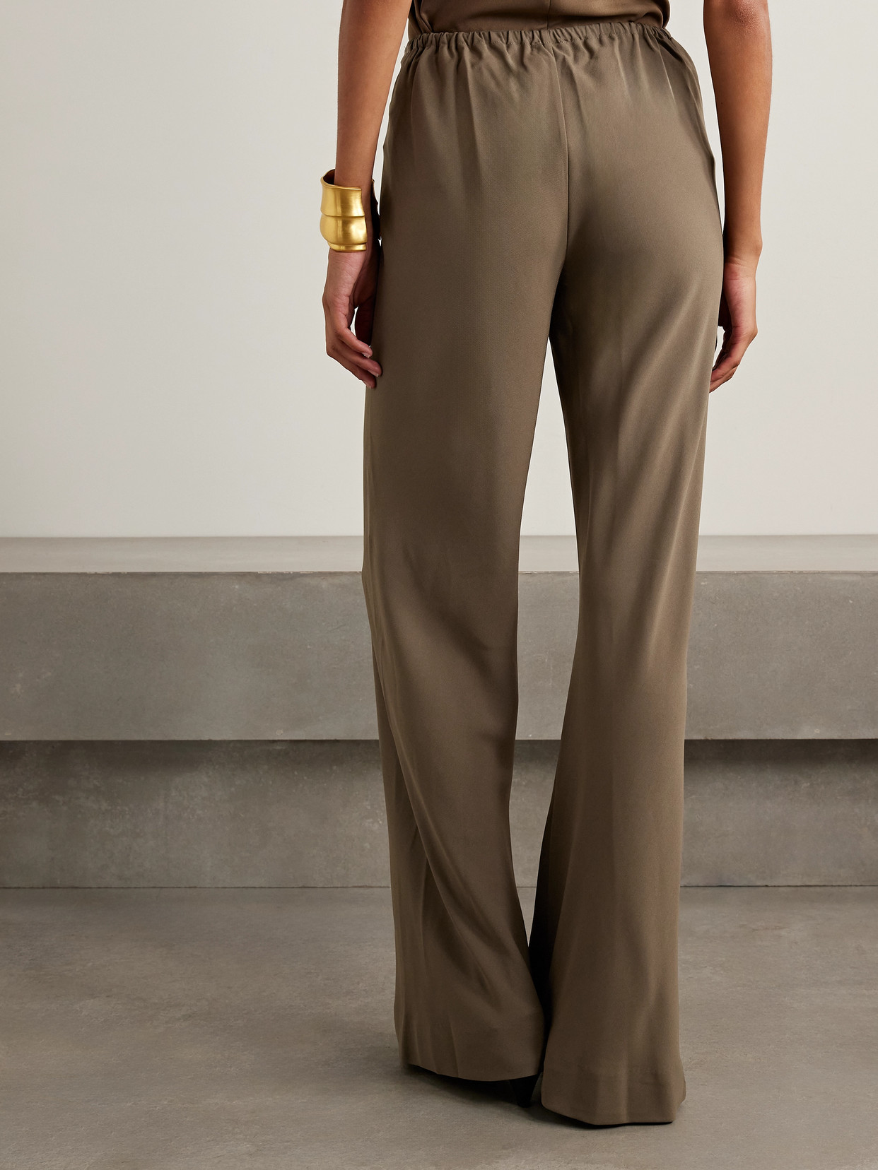 Staud Stroll Crepe Flared Pants In Animal Print