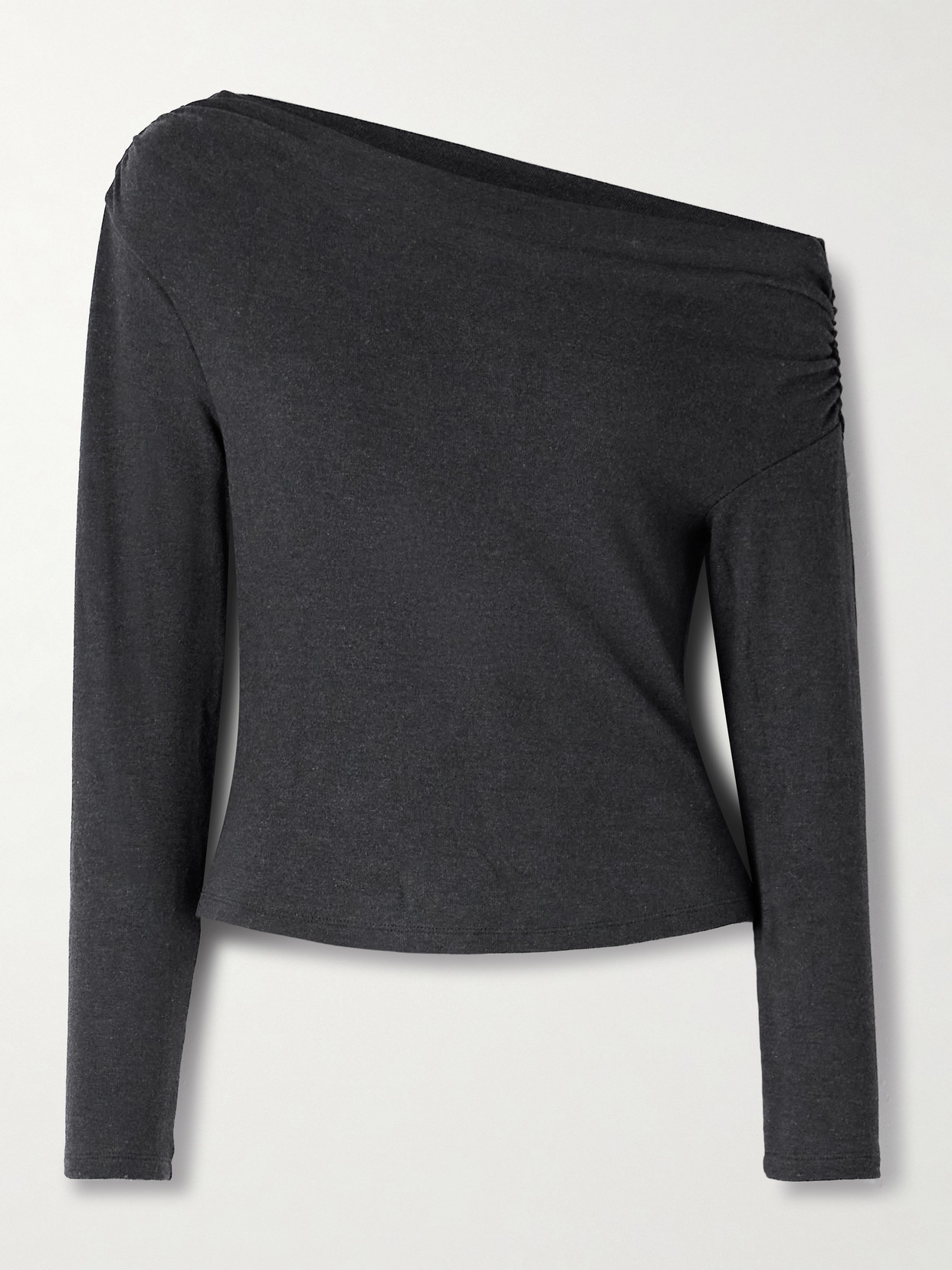 Staud Philomena One-shoulder Draped Modal-blend Jersey Top In Black