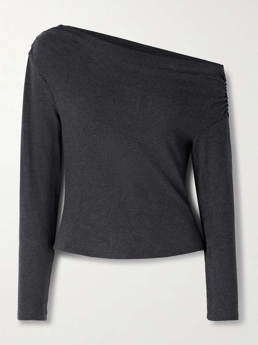 Staud Philomena One-shoulder Draped Modal-blend Jersey Top
