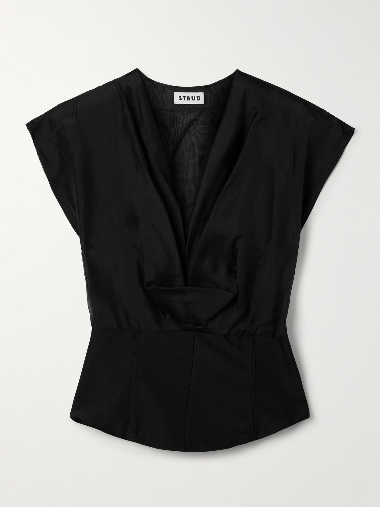 Staud Pinnacle Silk-organza And Faille Top In Animal Print