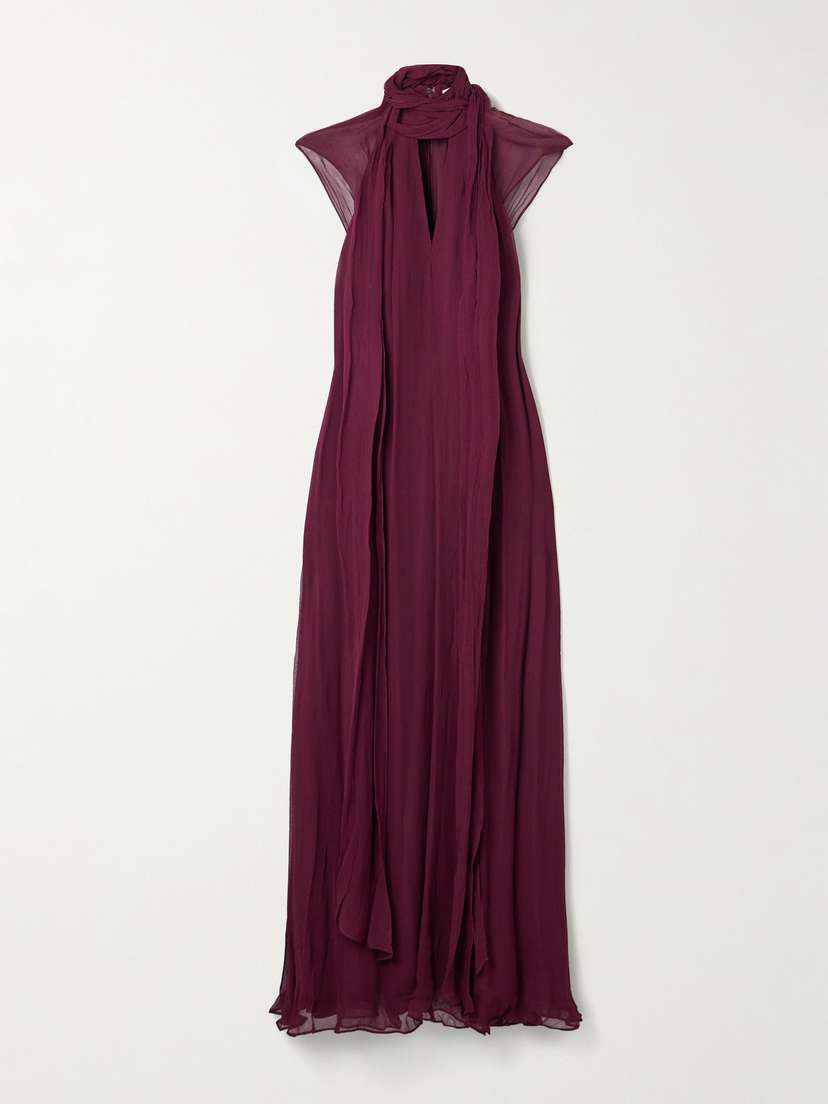 Staud Camilla Scarf-detailed Crepon Maxi Dress