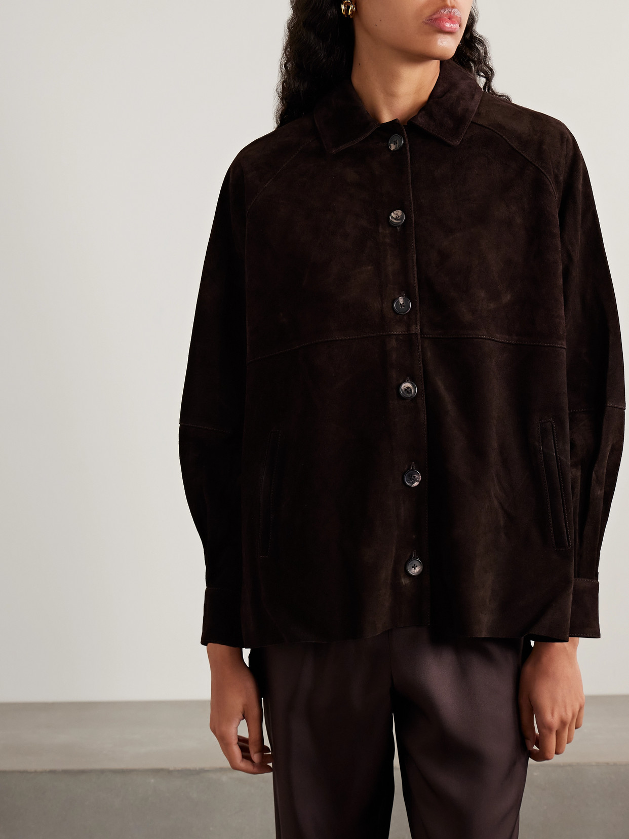 Staud Josette Suede Jacket In Brown