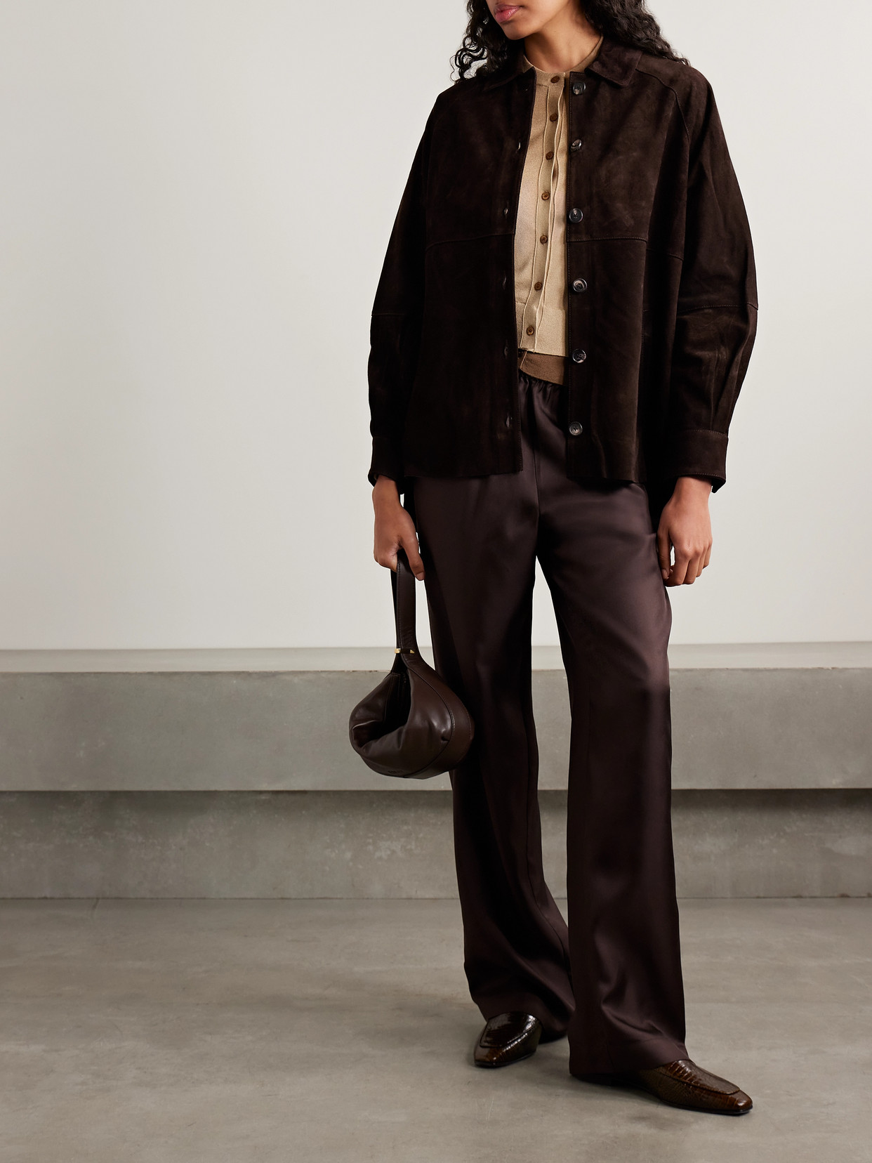Staud Josette Suede Jacket In Brown