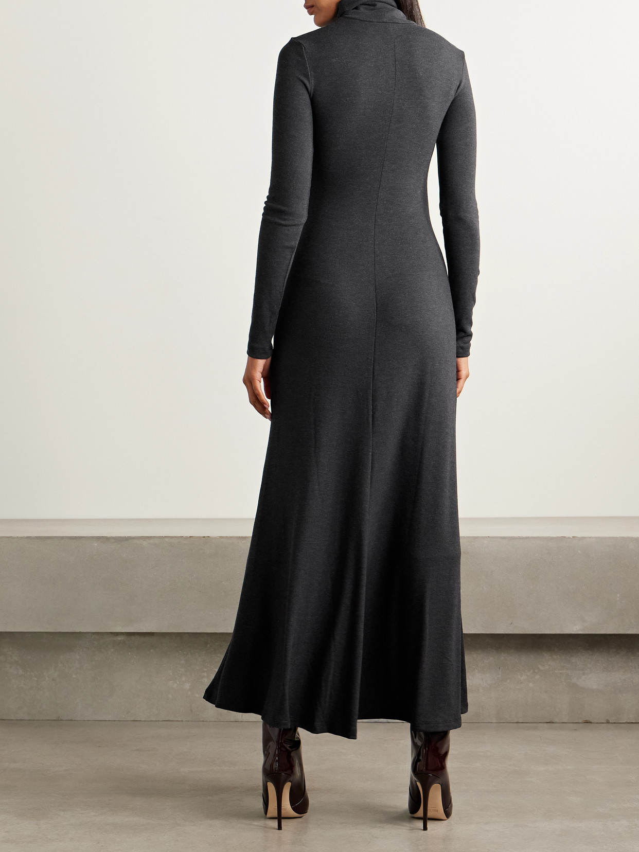 Staud Vanya Modal-blend Jersey Turtleneck Maxi Dress In Black