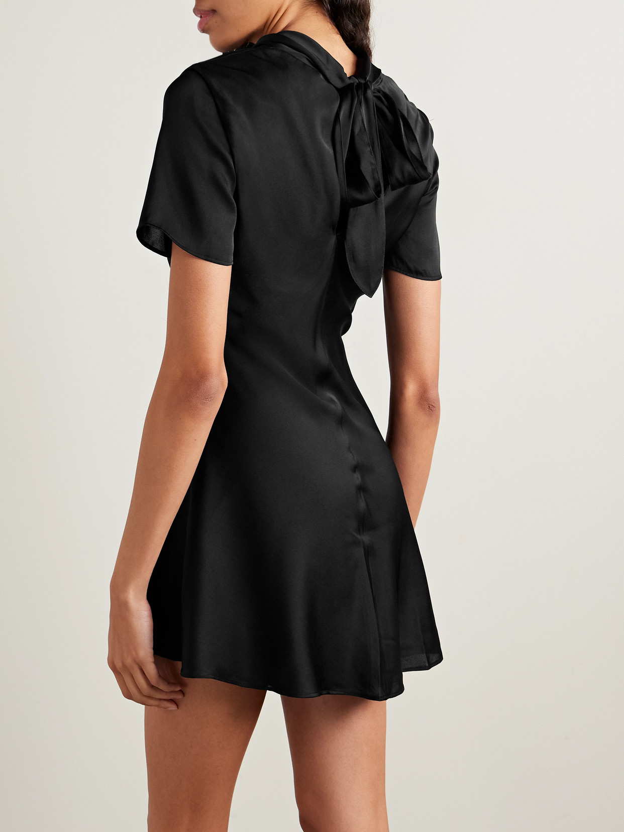 Staud Silk Mini Dress Cowl Neckline In Black