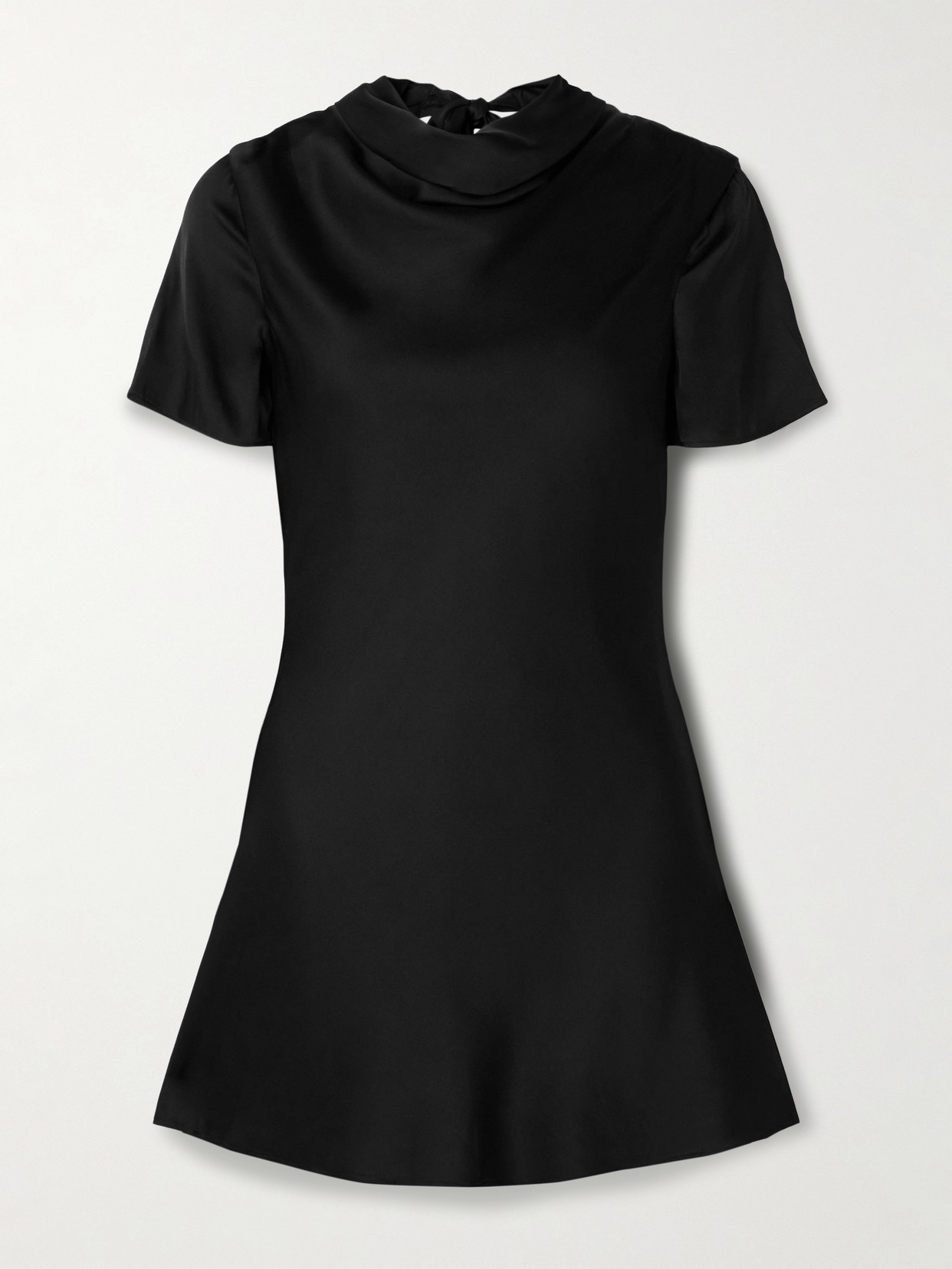 Staud Iris Draped Silk-blend Satin Mini Dress In Black