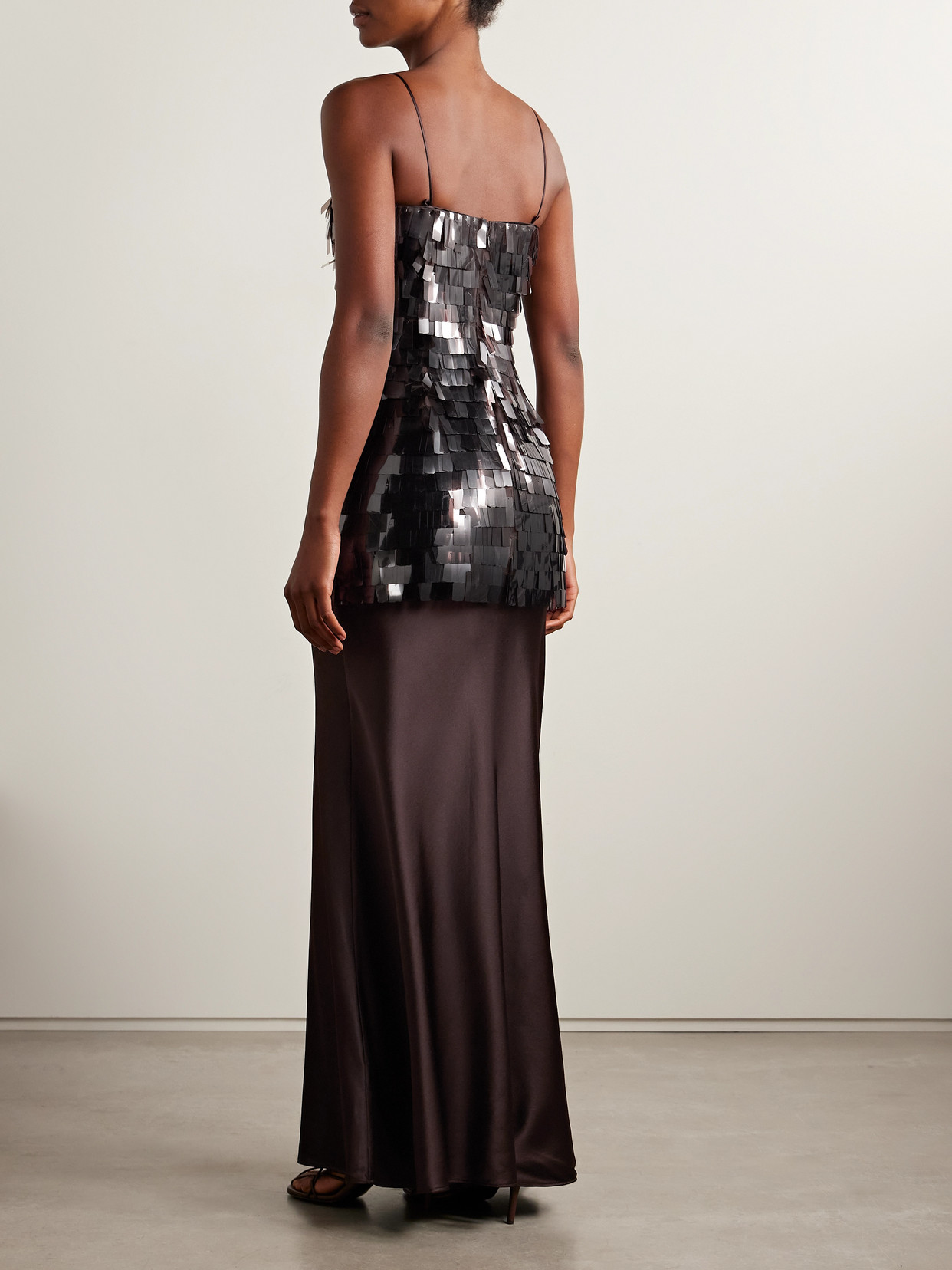 Staud Mesa Paillette-embellished Mesh And Silk-blend Satin Maxi Dress In Multi