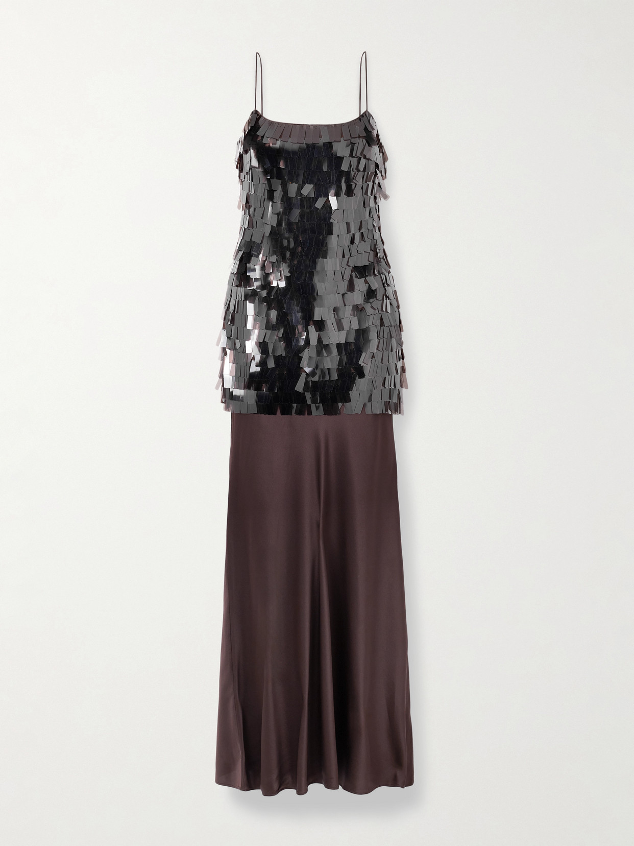 Staud Mesa Paillette-embellished Mesh And Silk-blend Satin Maxi Dress In Multi