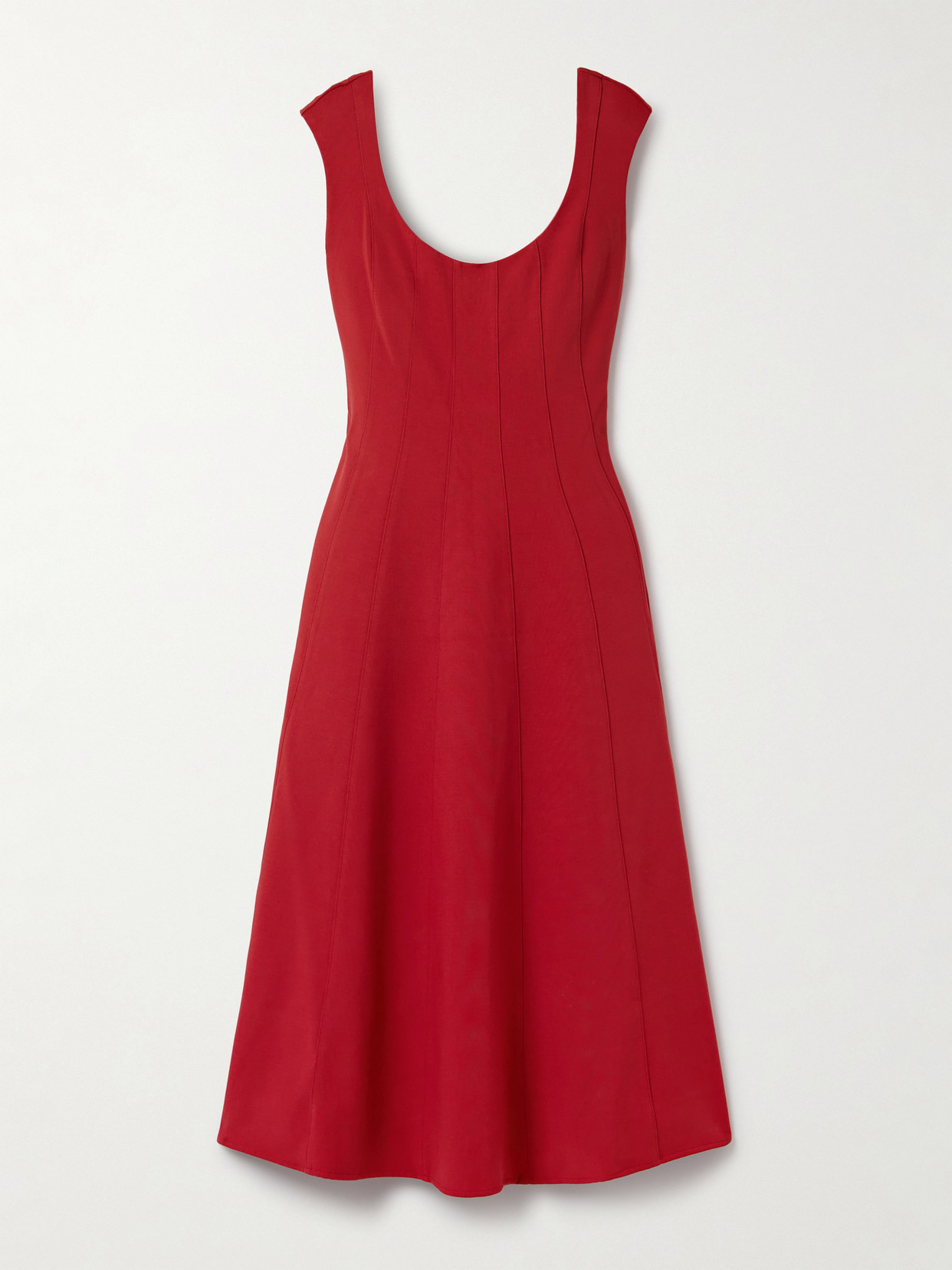 Staud Charlotte Woven Midi Dress In Red