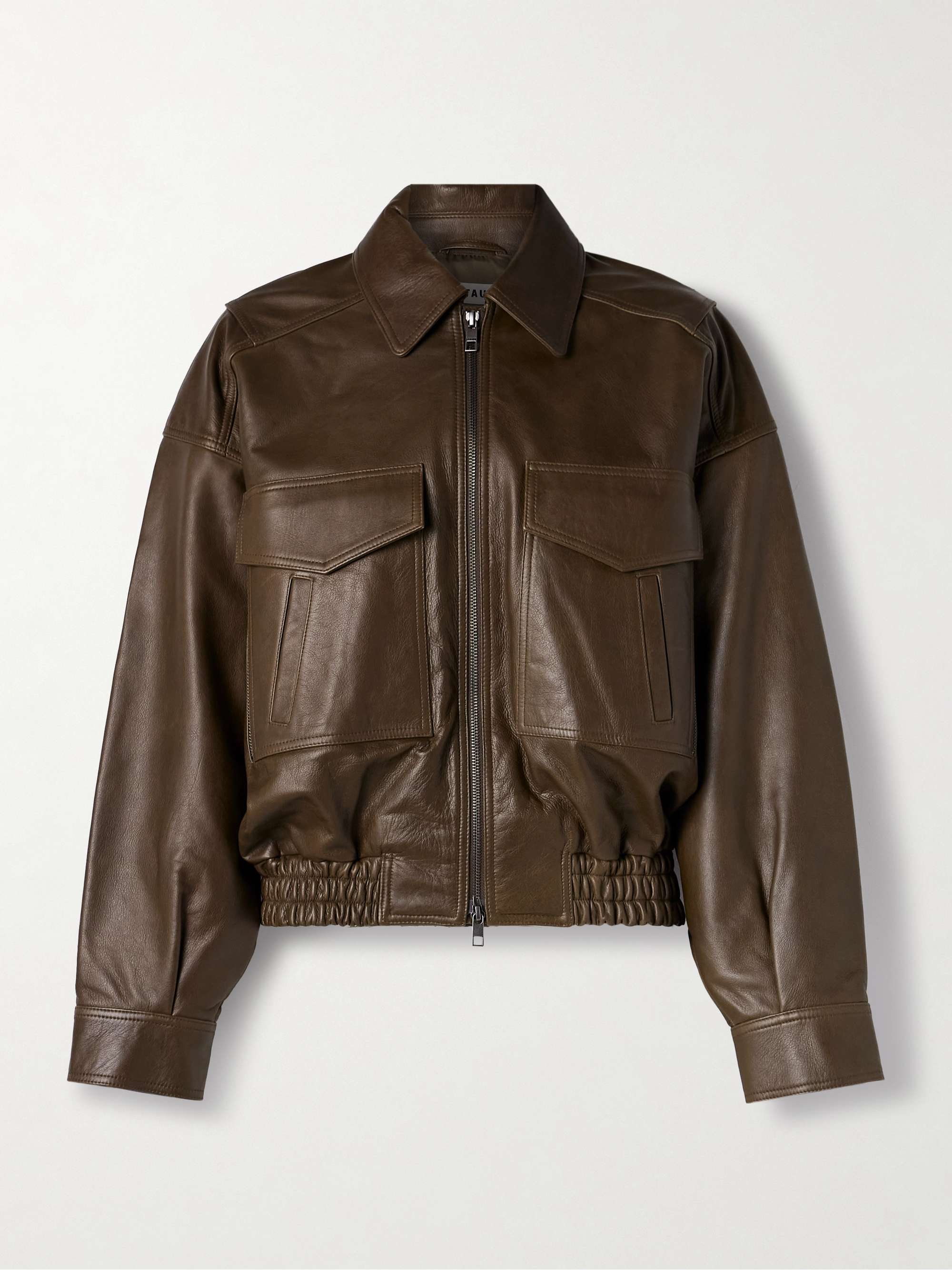 ジャケット・アウター euw jacket set up one-piece / brown A.M.I. Leather Jacket with Sweater Arms Womens Size XL Tan