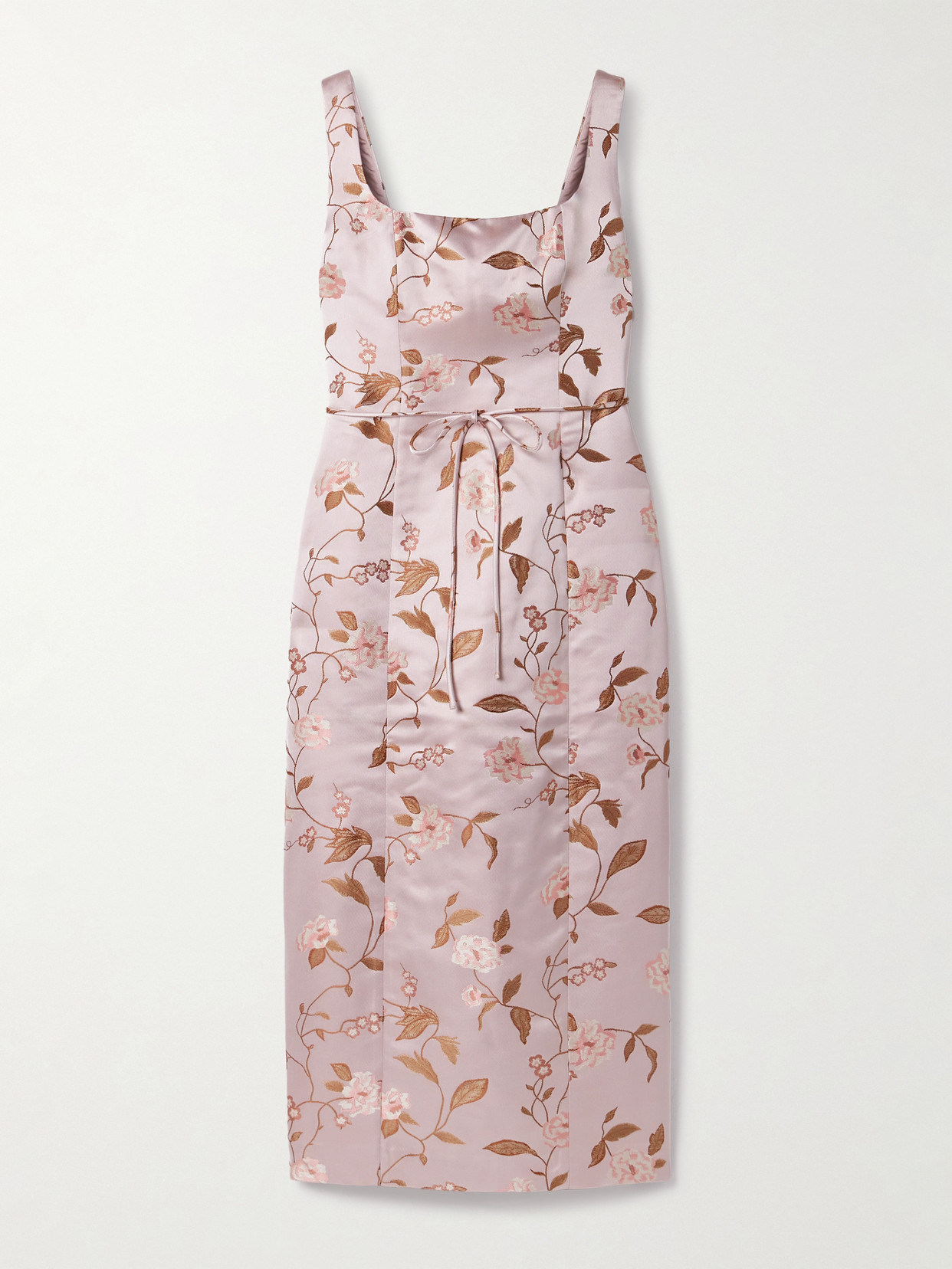 Staud Zoe Floral-brocade Midi Dress In Pink