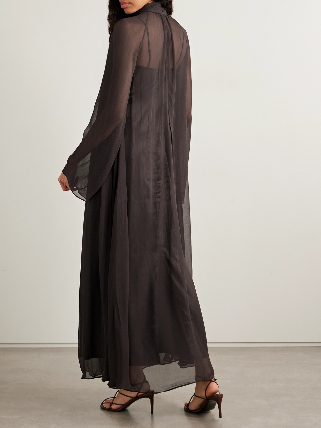 Staud Esther Cutout Gathered Crepon Maxi Dress In Black