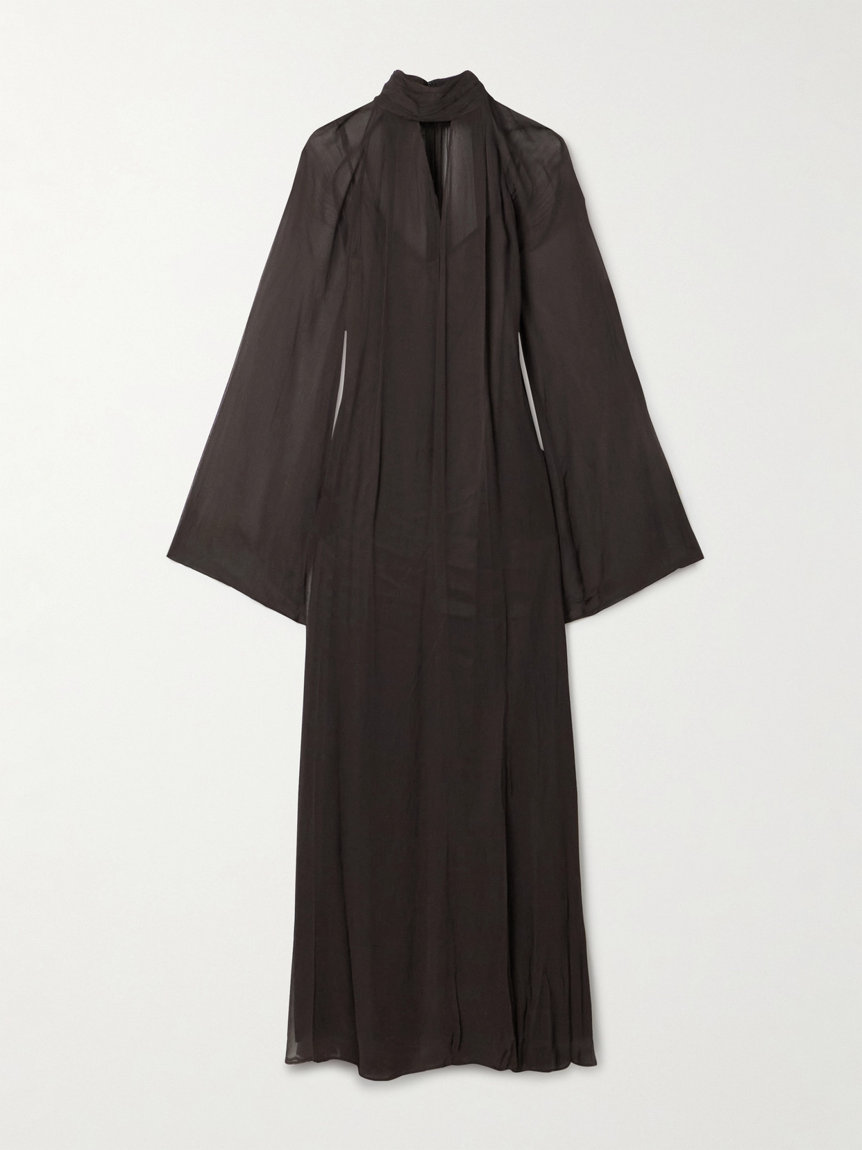 Staud Esther Cutout Gathered Crepon Maxi Dress In Black