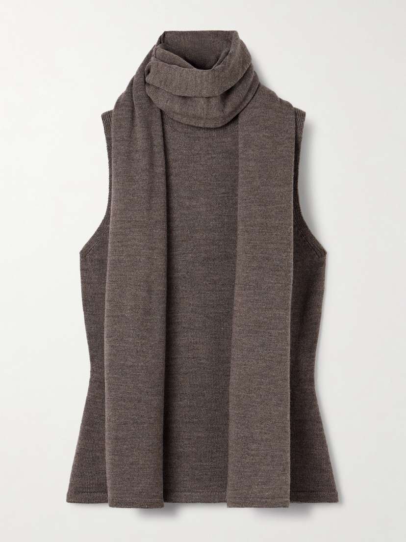 Staud Canal Scarf-detailed Wool Turtleneck Top