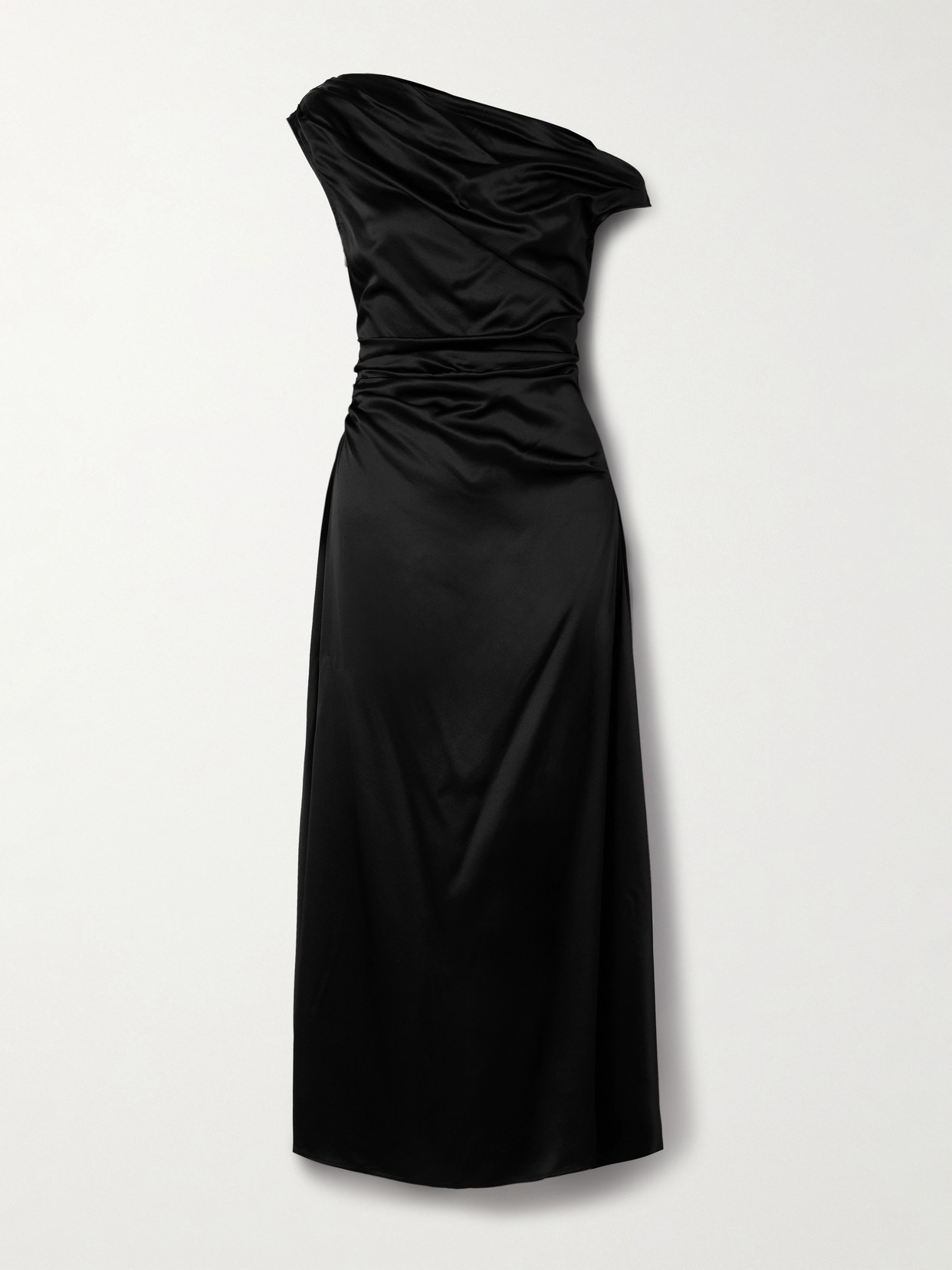 Staud Phare Draped Silk-blend Midi Dress In Animal Print