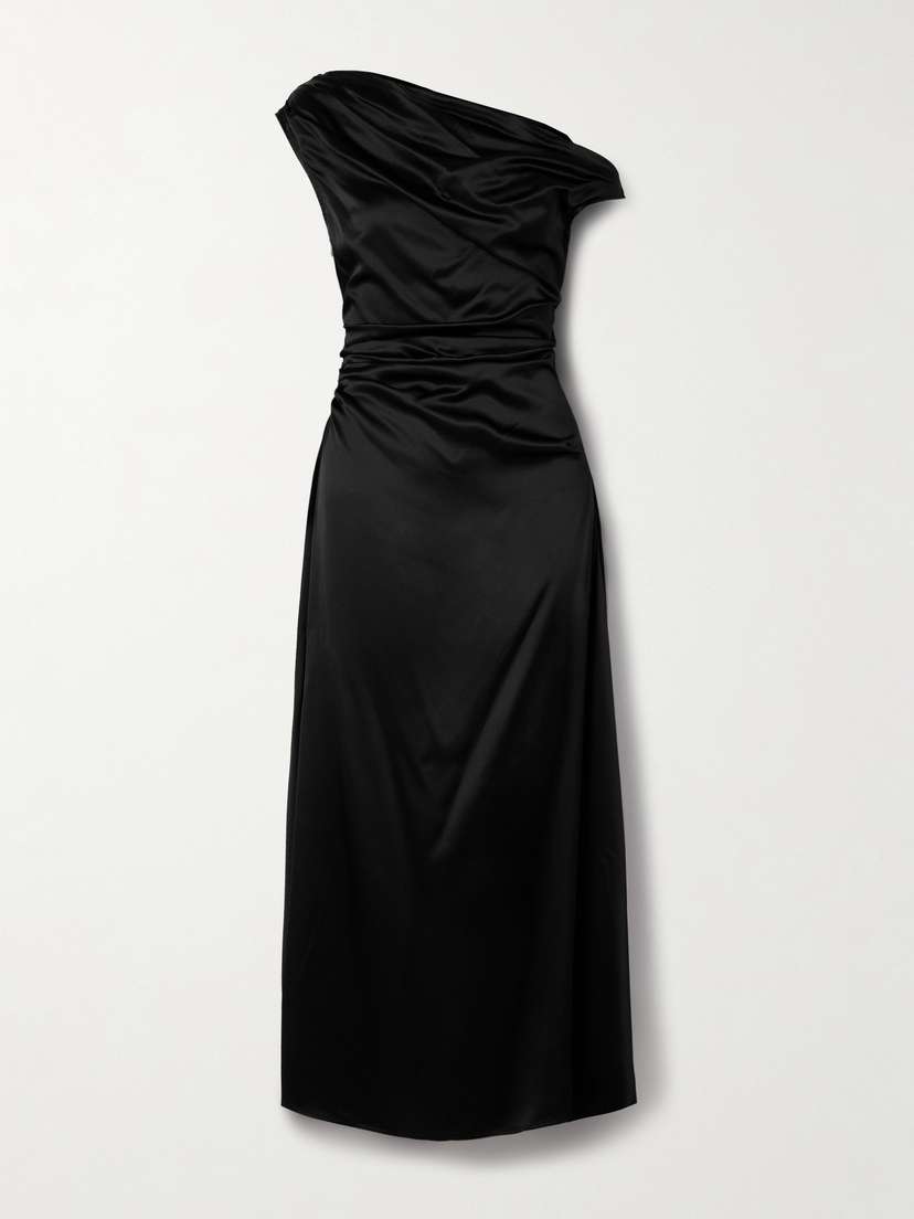 Staud Phare Draped Silk-blend Midi Dress