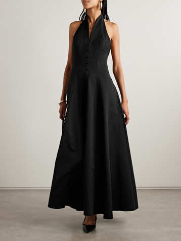 Staud Stella cotton-blend faille halterneck maxi dress