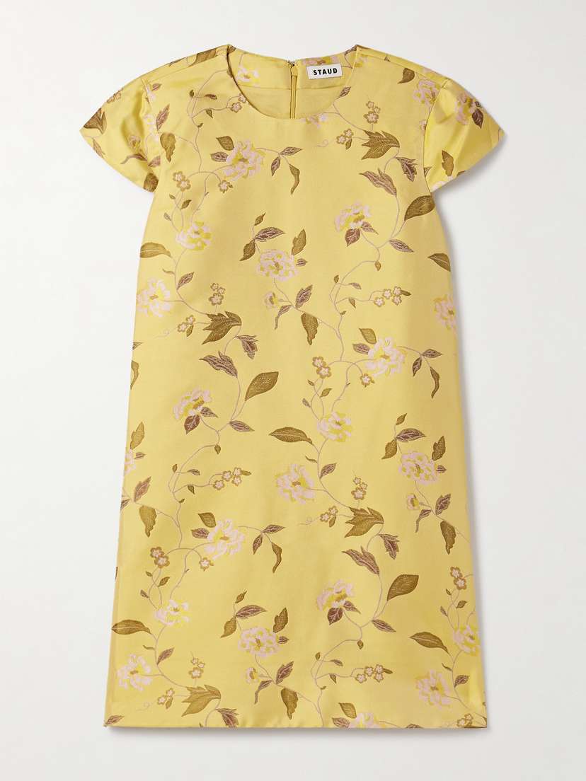 Staud Mia Floral-brocade Mini Dress